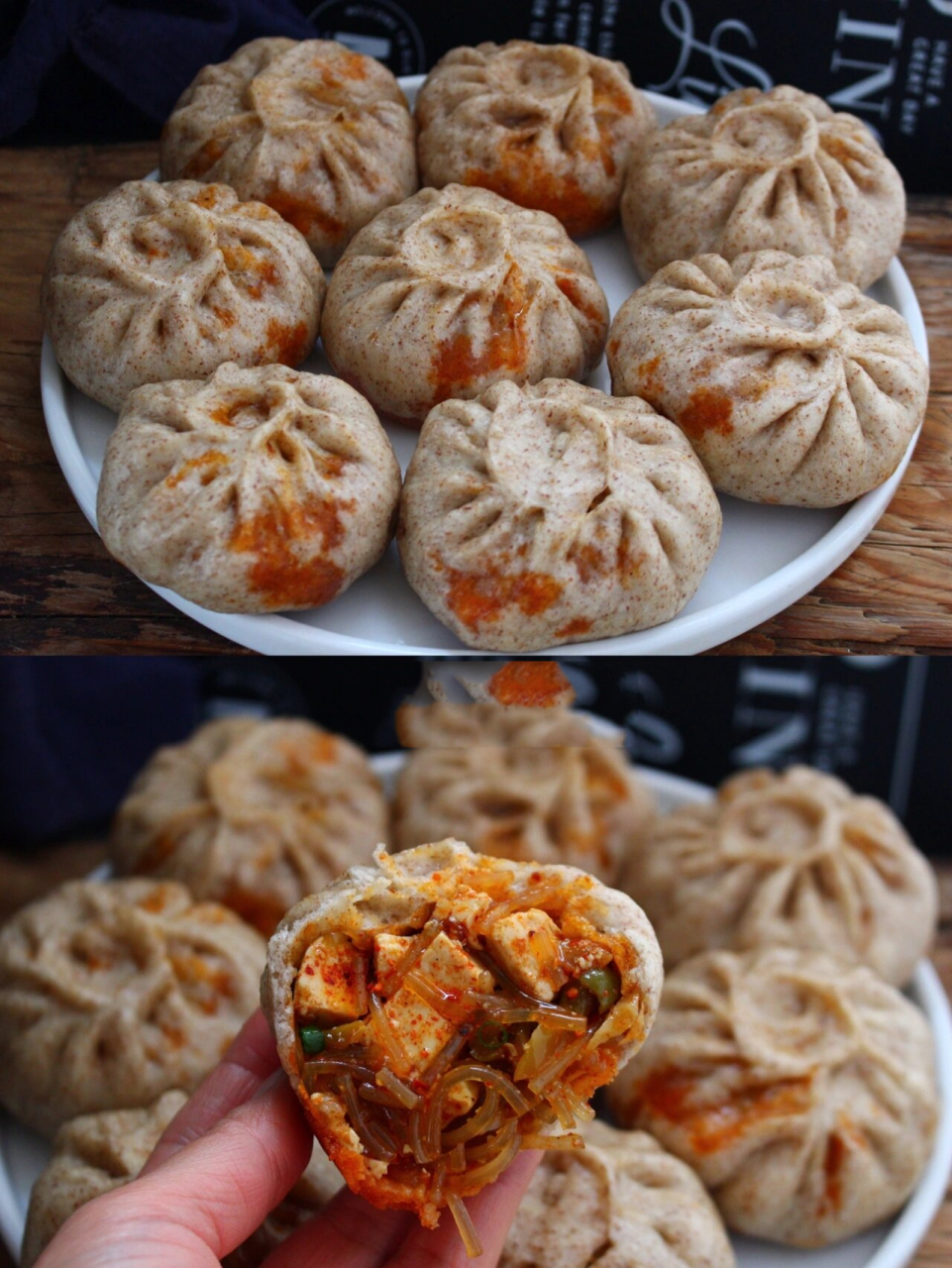 辣暄软7515自己做的低卡全麦榨菜包子,巨香 今天蒸了一锅全麦包子