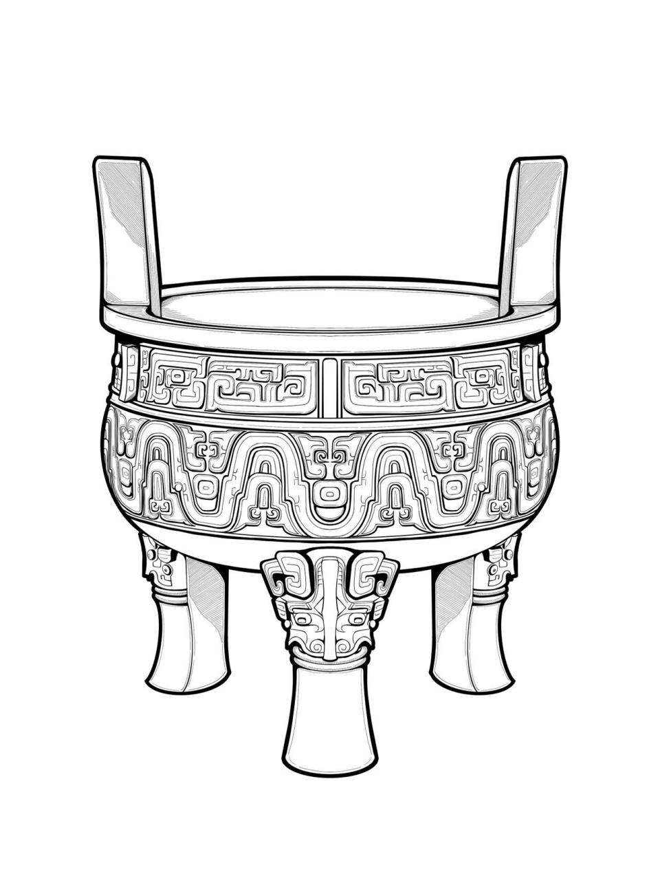 青铜器的简单画法图片