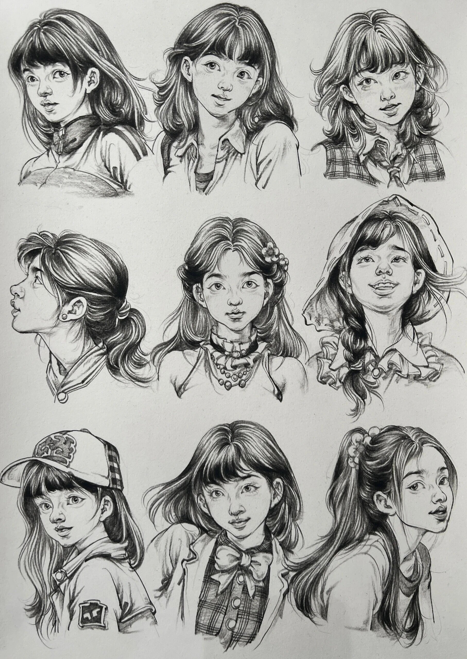 女青年头部速写