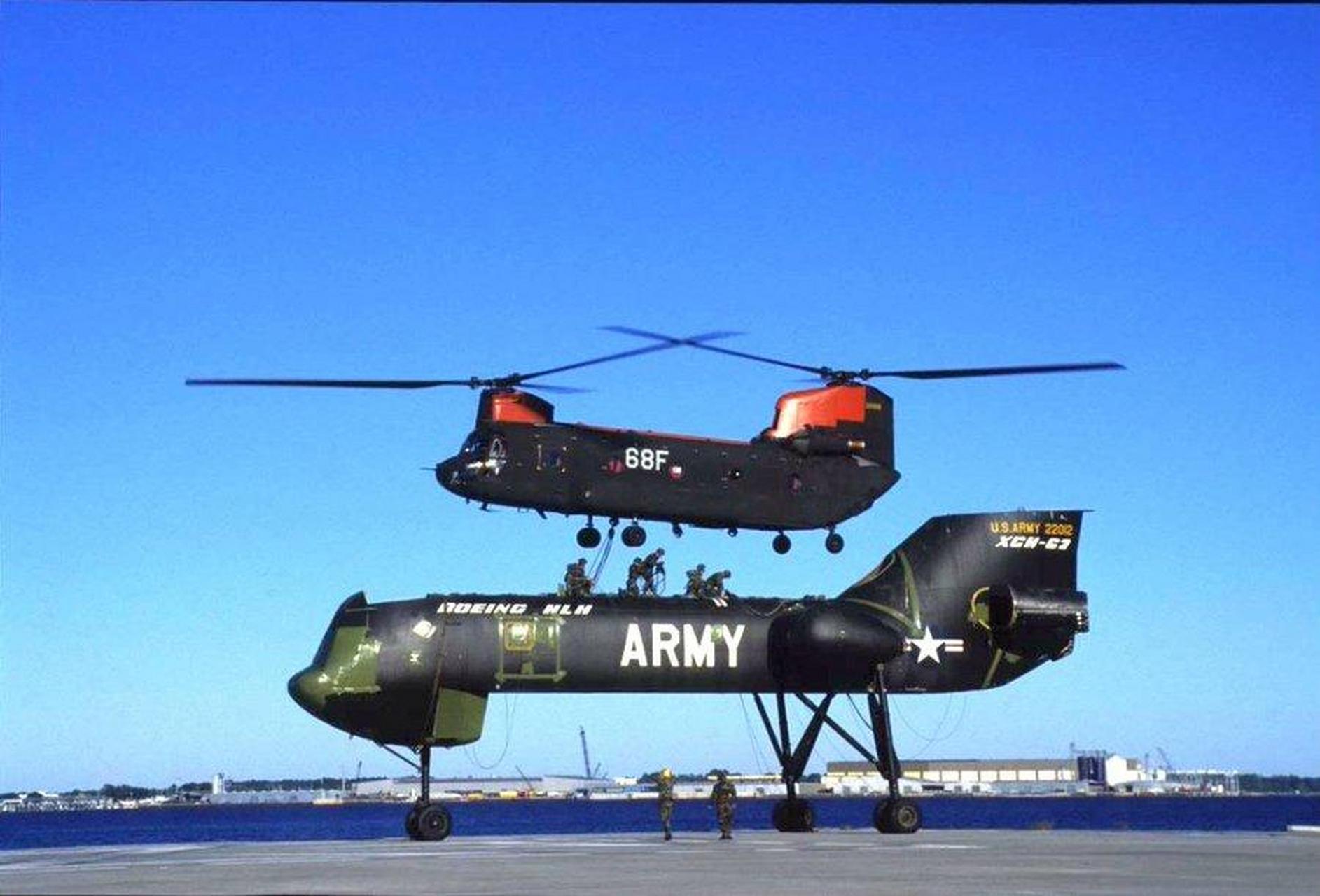 新老两代纵列双旋翼直升机,体积越来越小,能力却越来越大.