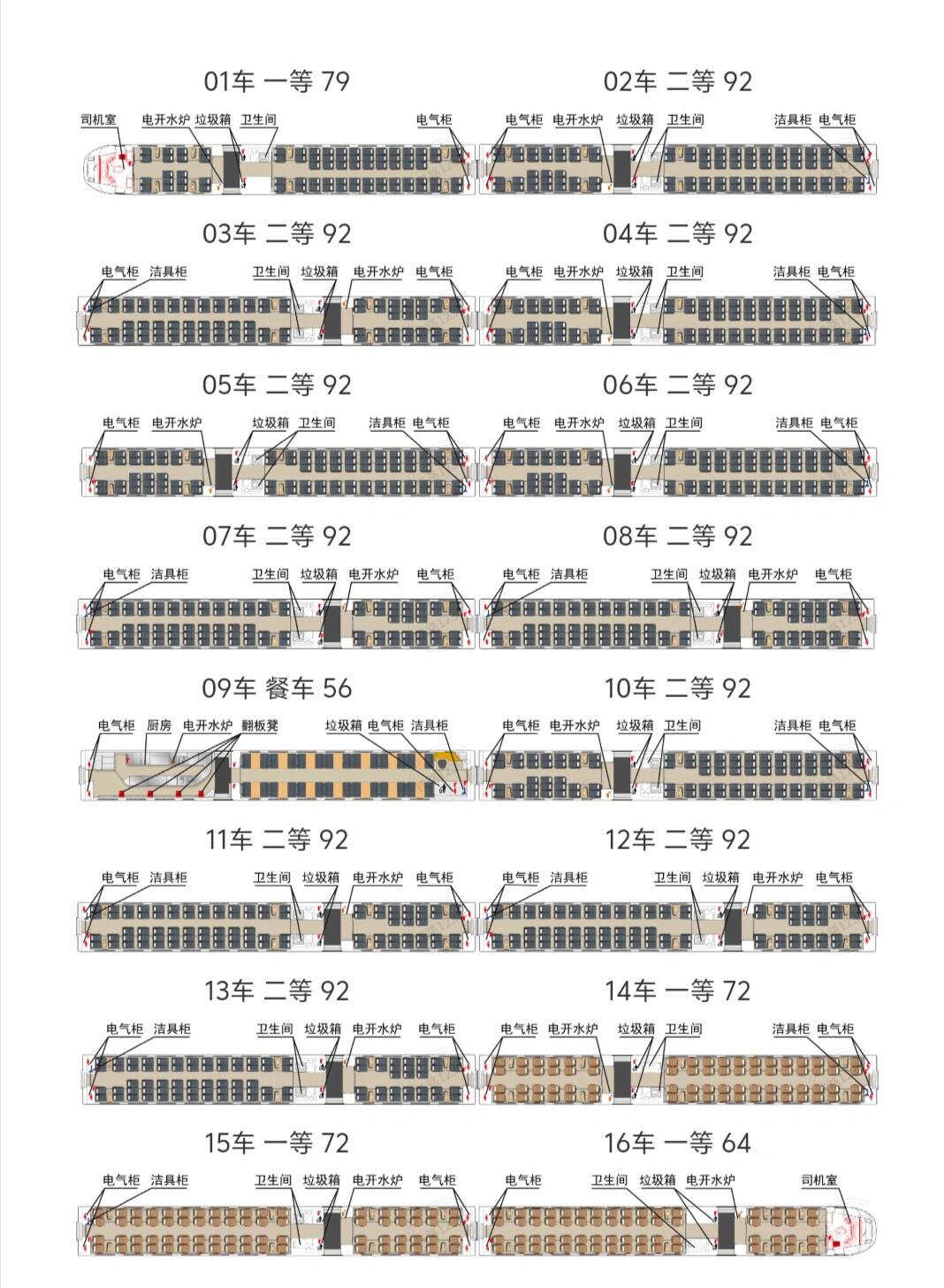 高铁座位表车厢图片