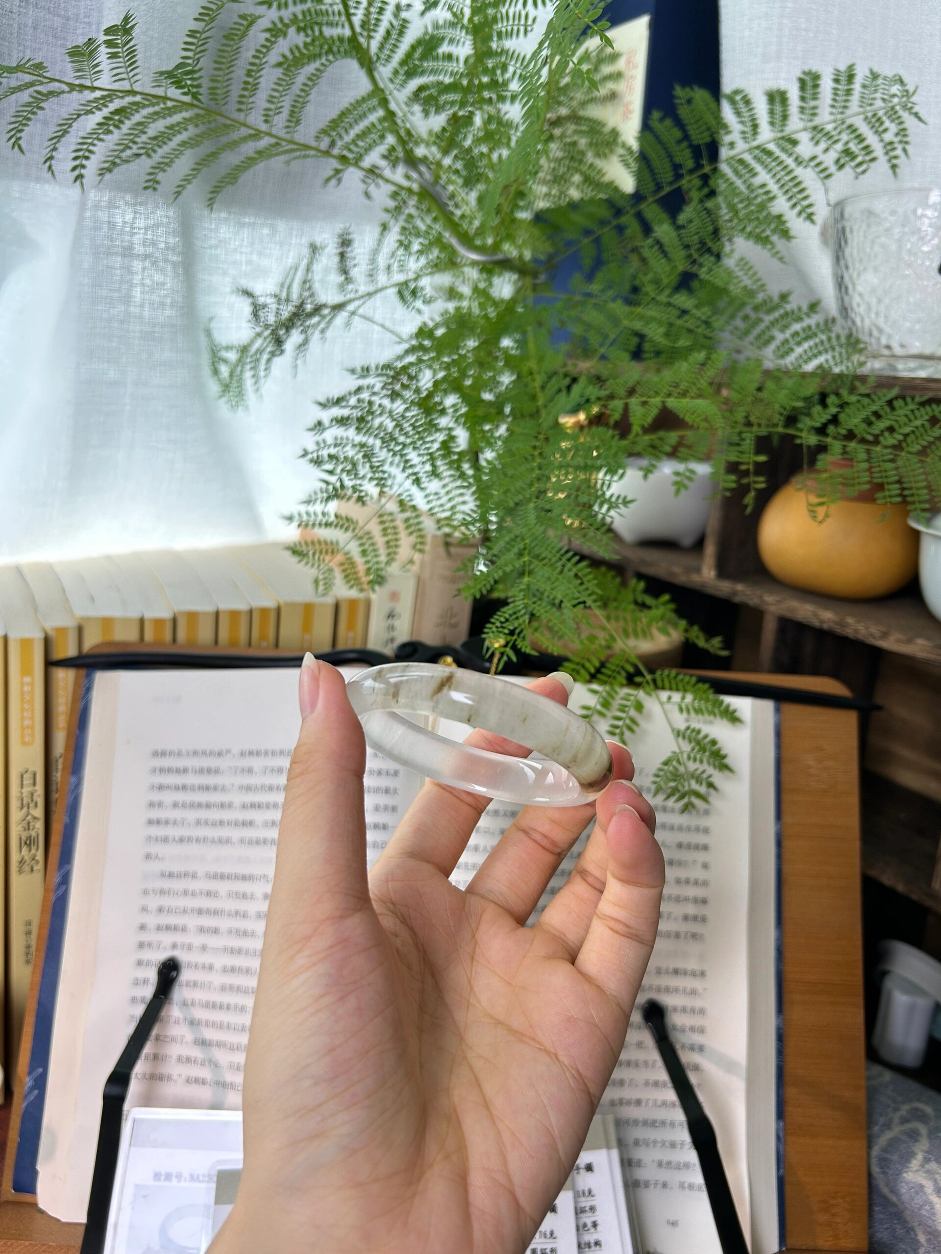 金丝玉宝石光手镯 圈口54