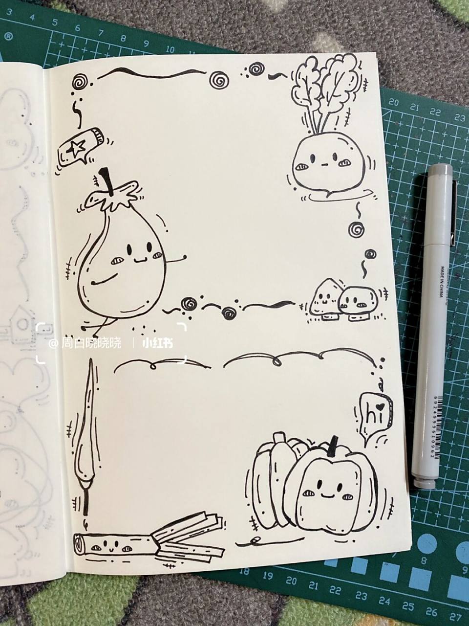 q版蔬菜简笔画989609简单边框可爱手帐2.