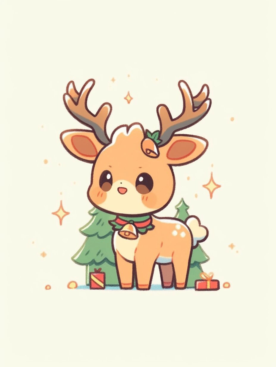 圣诞元素插画 可爱小鹿
