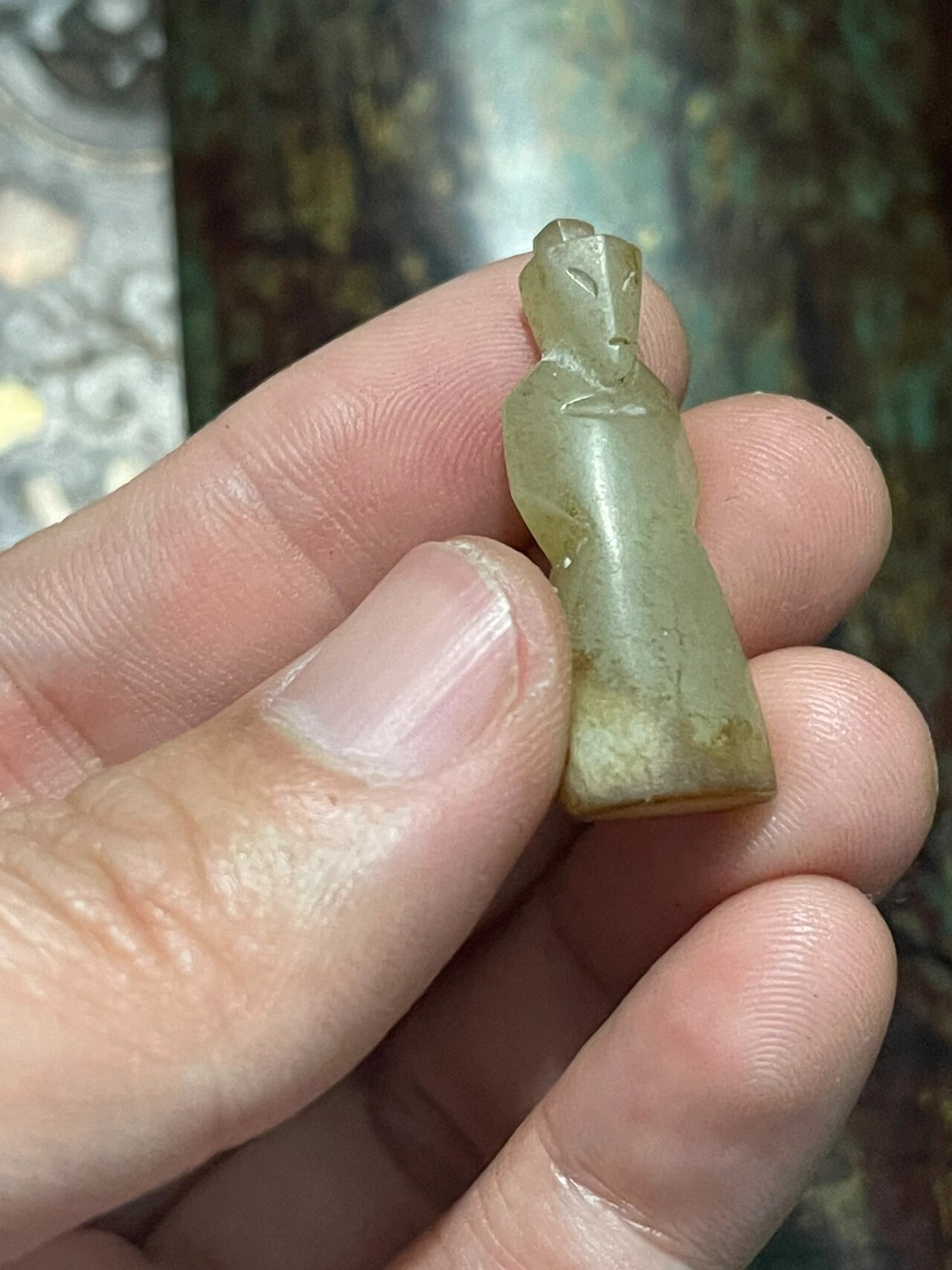 汉代辟邪玉～翁仲 汉代辟邪三宝之一老和田玉翁仲.