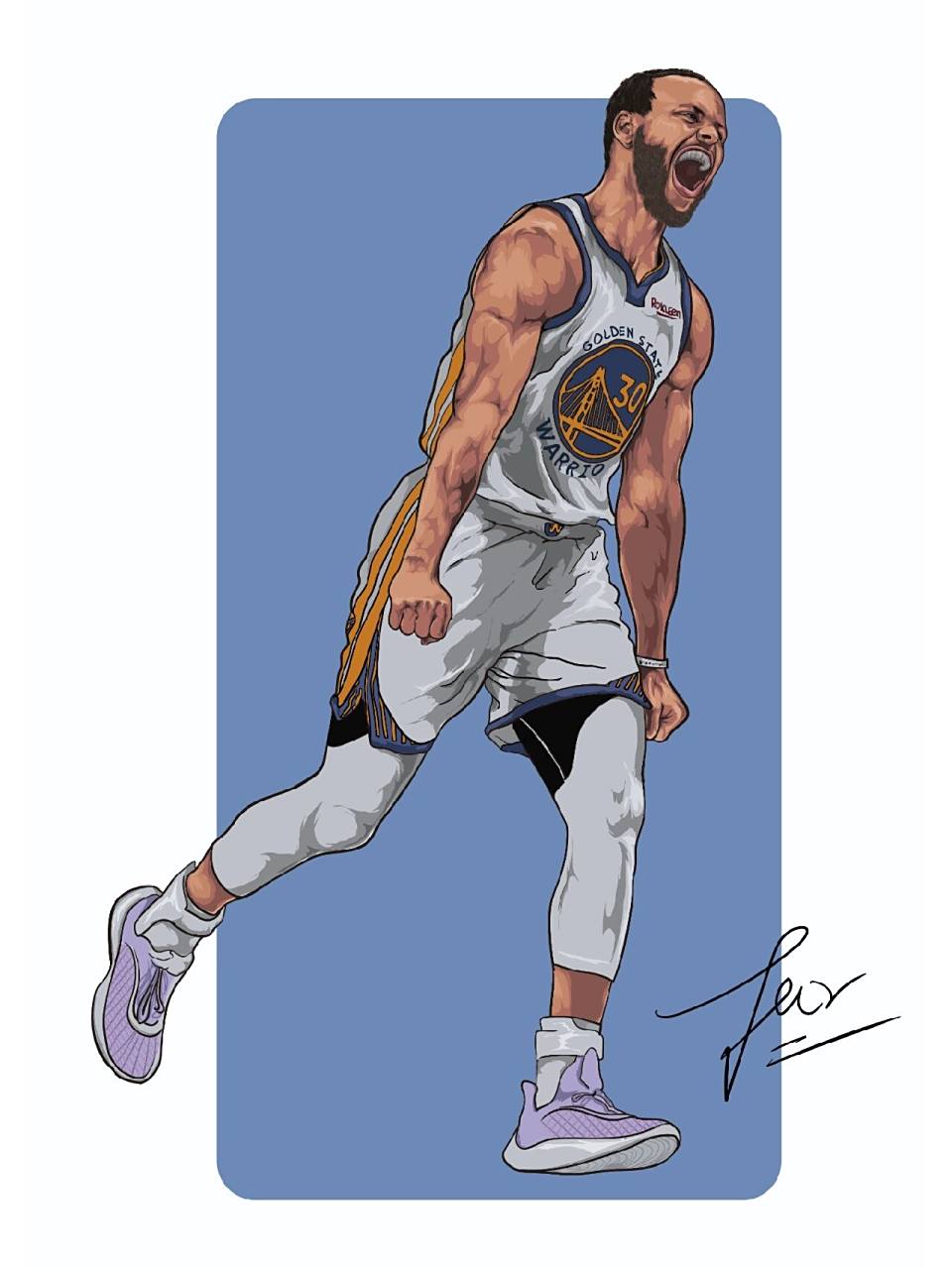 史蒂芬-库里 手绘插画 "你我终将落俗 但浪漫不死 "90