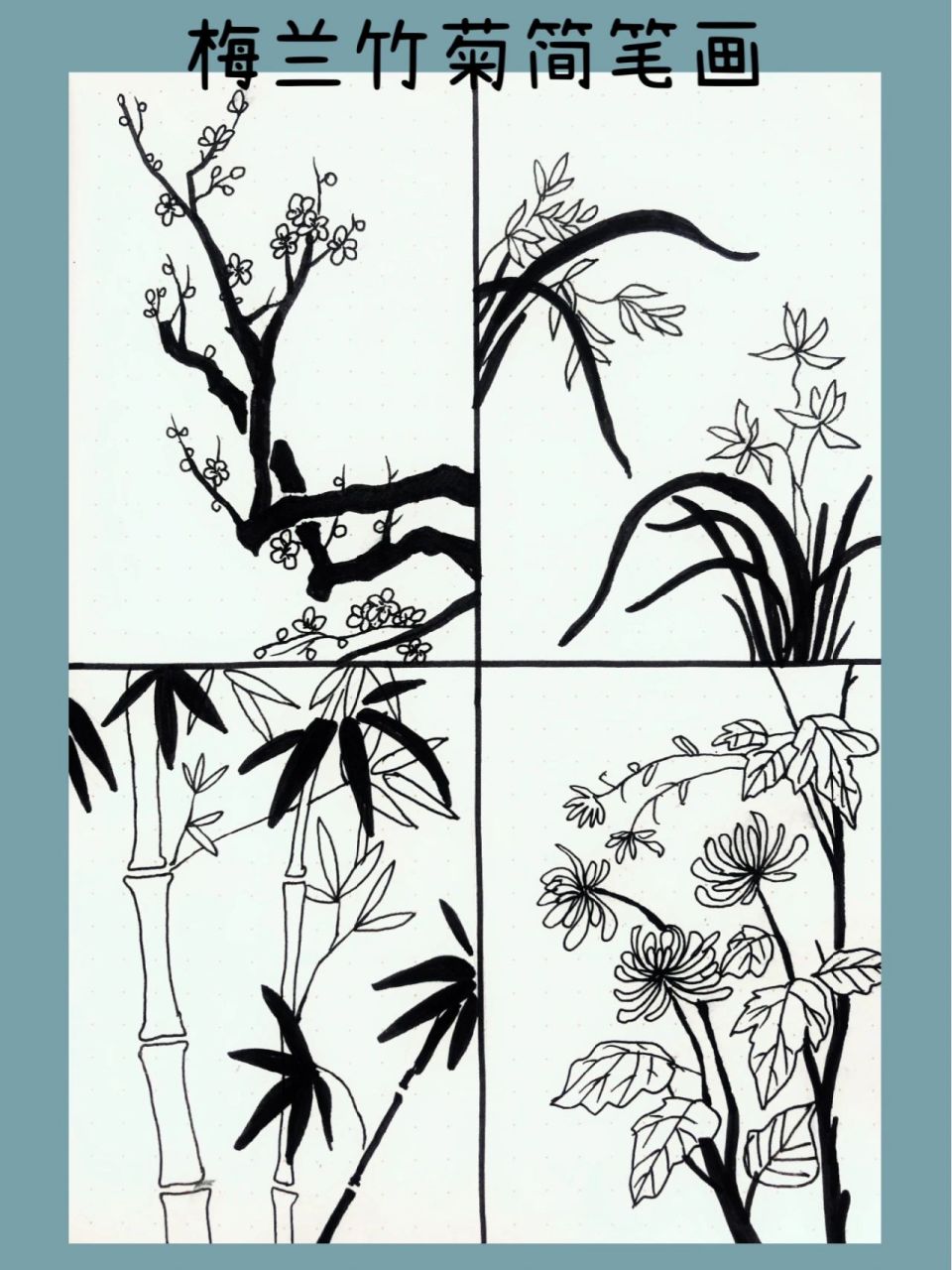 简笔画|梅兰竹菊|简笔画素材 梅兰竹菊四君子