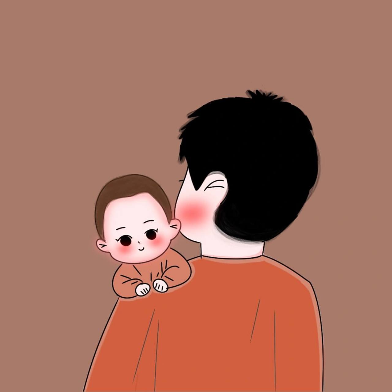 原创手绘卡通母子父子亲子头像情侣男宝宝78 希望在不能赚钱的日子