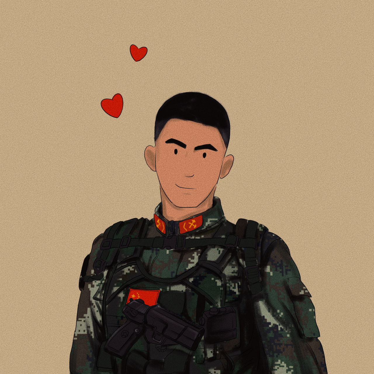 兵哥哥头像手绘 其实,博主我也分不清老武和老陆的衣服 只知道他们都