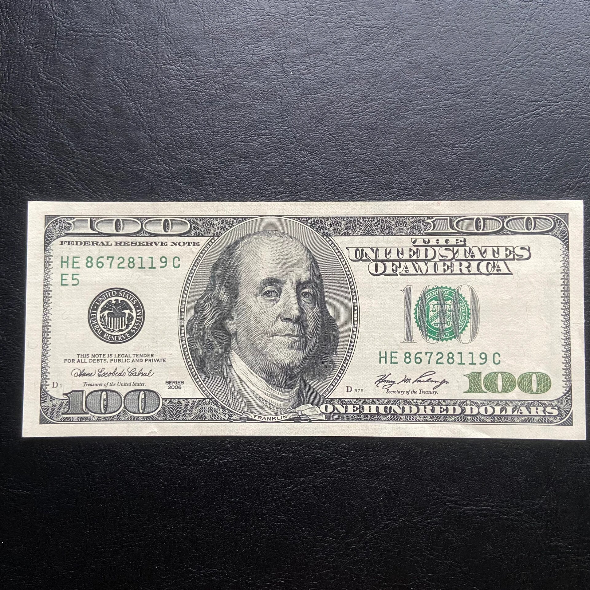 9694黑白版100美元