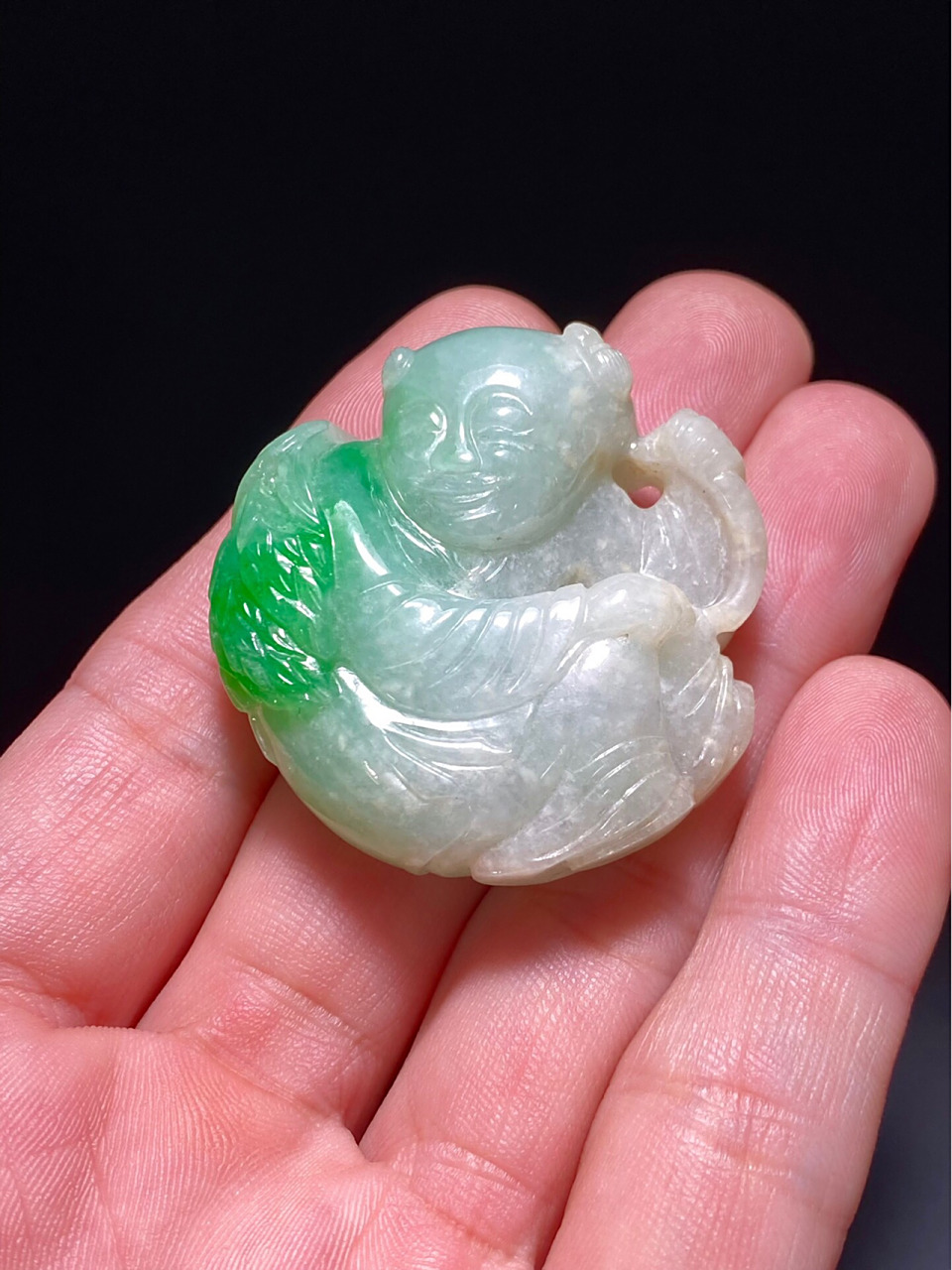 清 冰糯种飘绿 翡翠 太平丰乐 童子 清 冰糯种飘绿 翡翠 太平丰乐