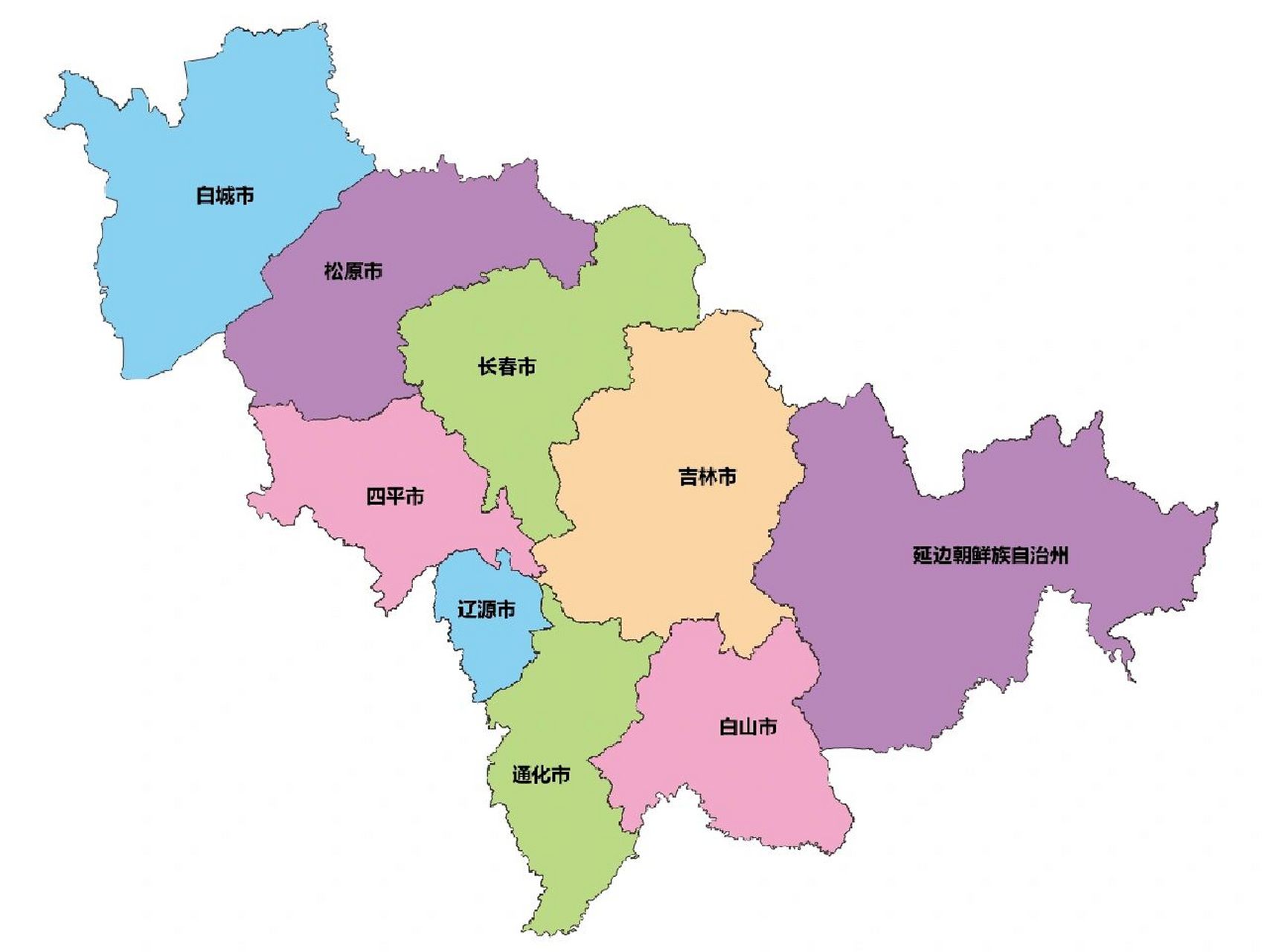 吉林省地级市地图图片