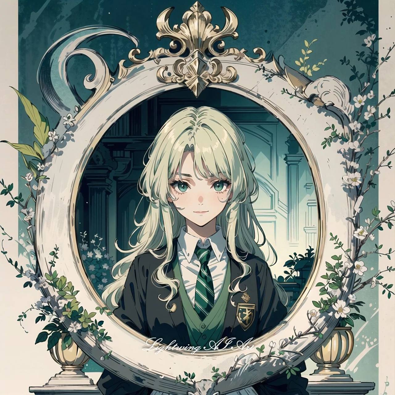 069卷 | 斯莱特林衍生1 蛇院灵感 女生头像 这次是简单背景的蛇院女孩