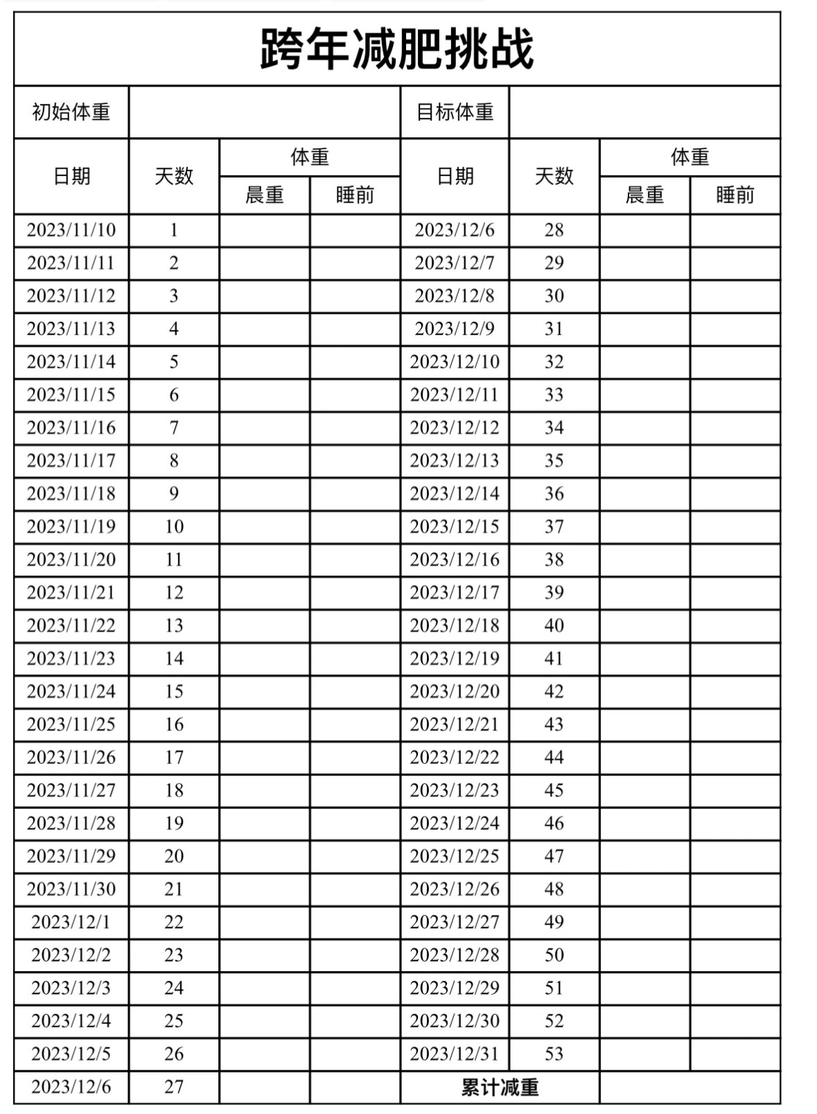 家庭成员体重统计表图片