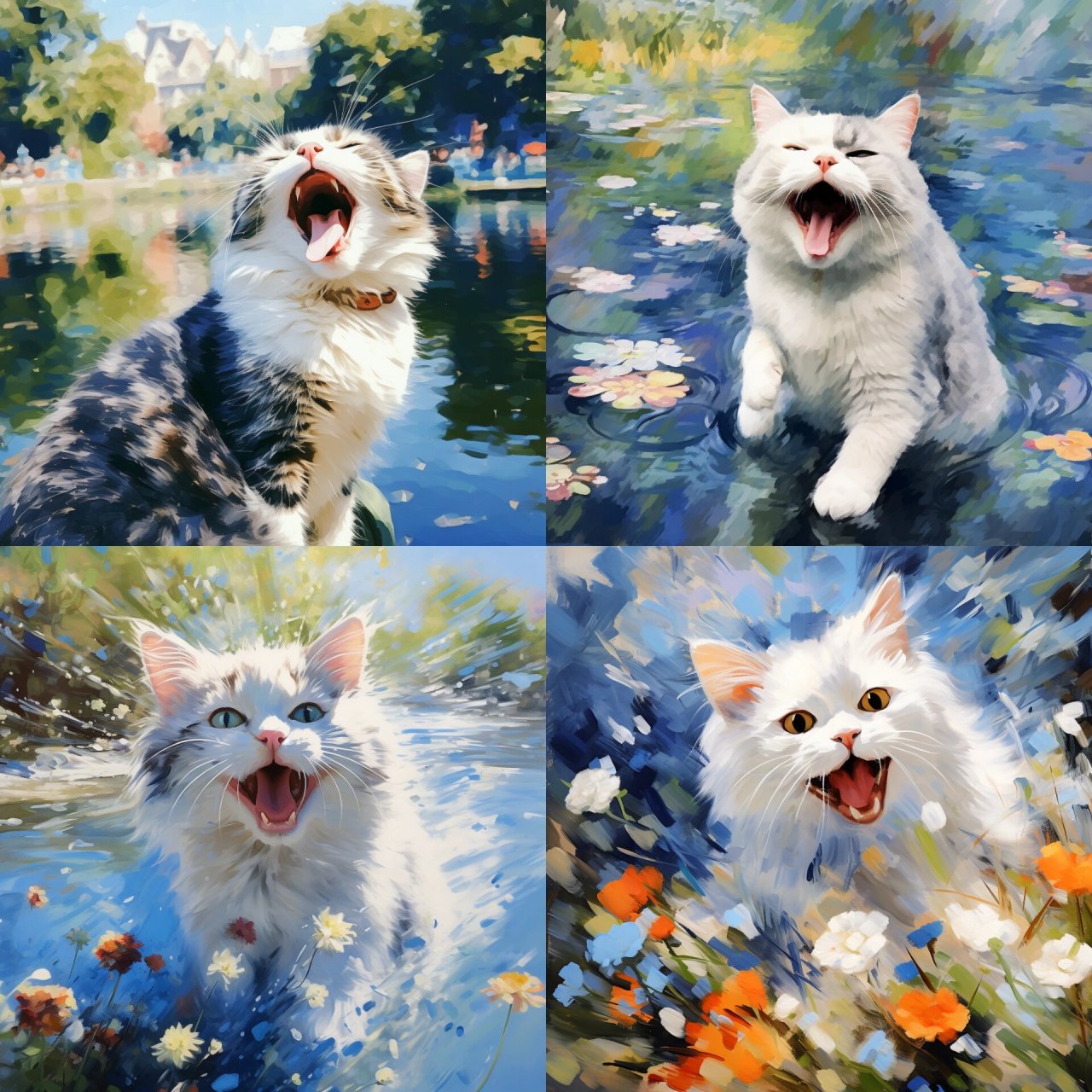 超可爱的猫咪头像 出了一组莫奈风格的猫咪头像,超萌的!