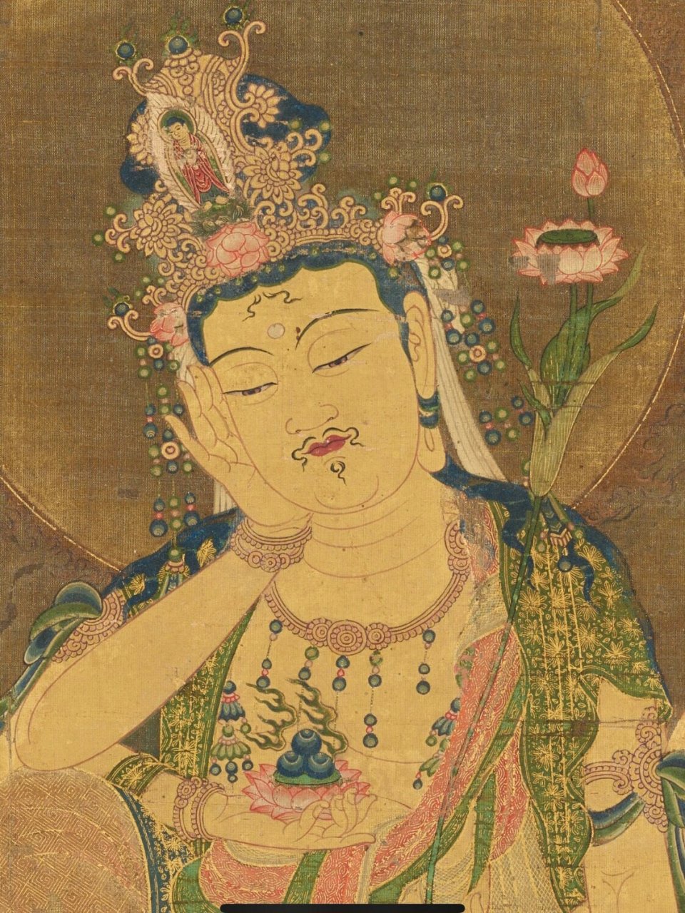 如意轮观音像(十四世纪) 79  这幅作于日本镰仓时代的观音绢本像