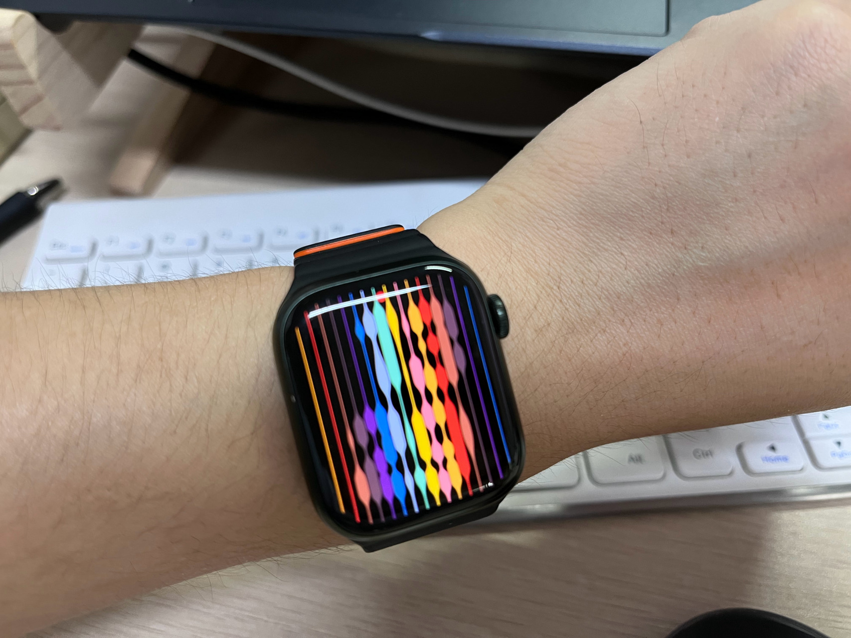 apple watch新彩虹表盘太考验视力了[二哈] 乍一看看不出几点[没眼看]