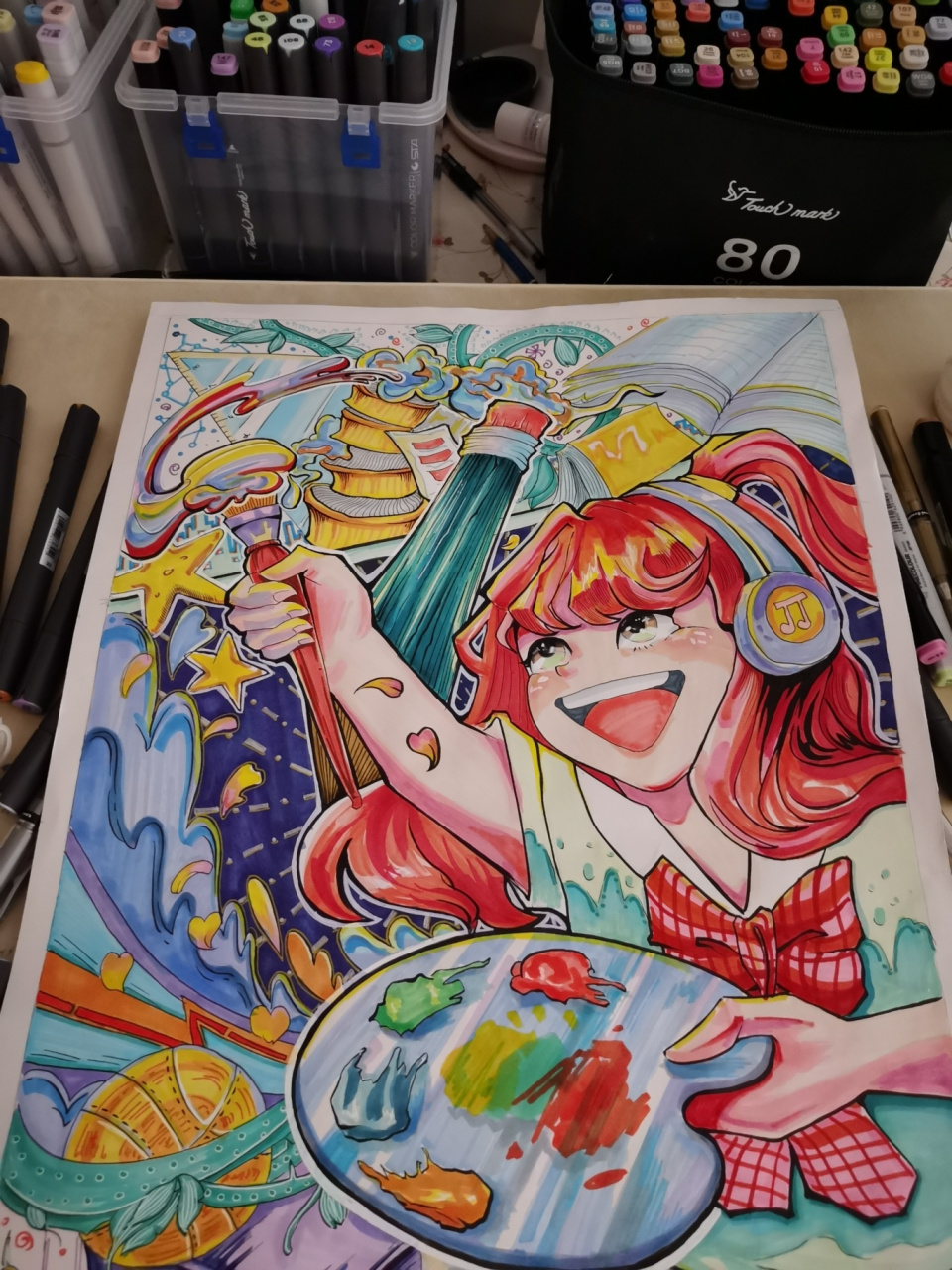 艺术设计考研手绘 视觉传达考研手绘 马克笔是用的法卡勒 勾线笔随意