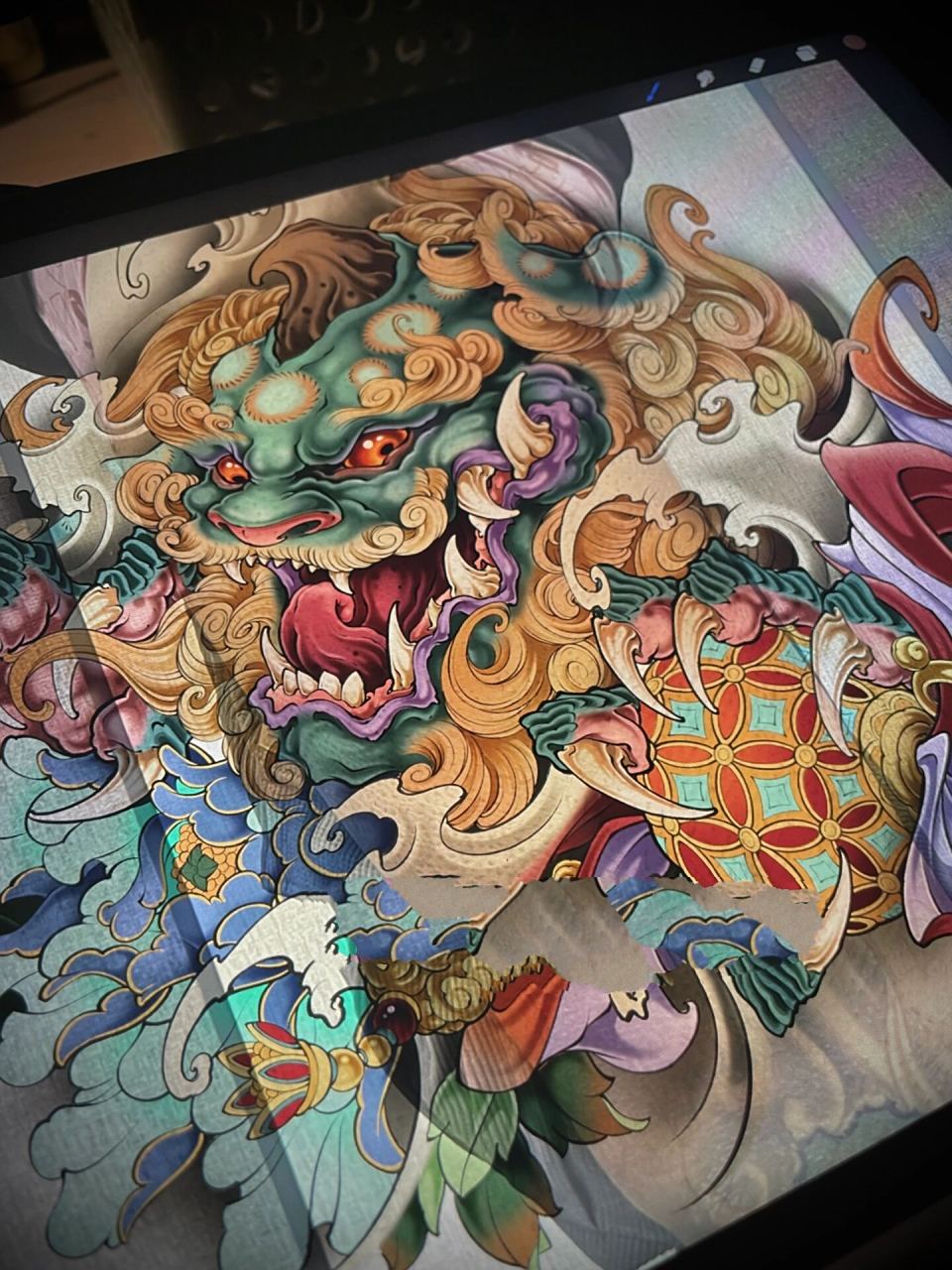 99原创新传统唐狮纹身手稿设计99 唐狮新传统纹身手稿设计 纹身师