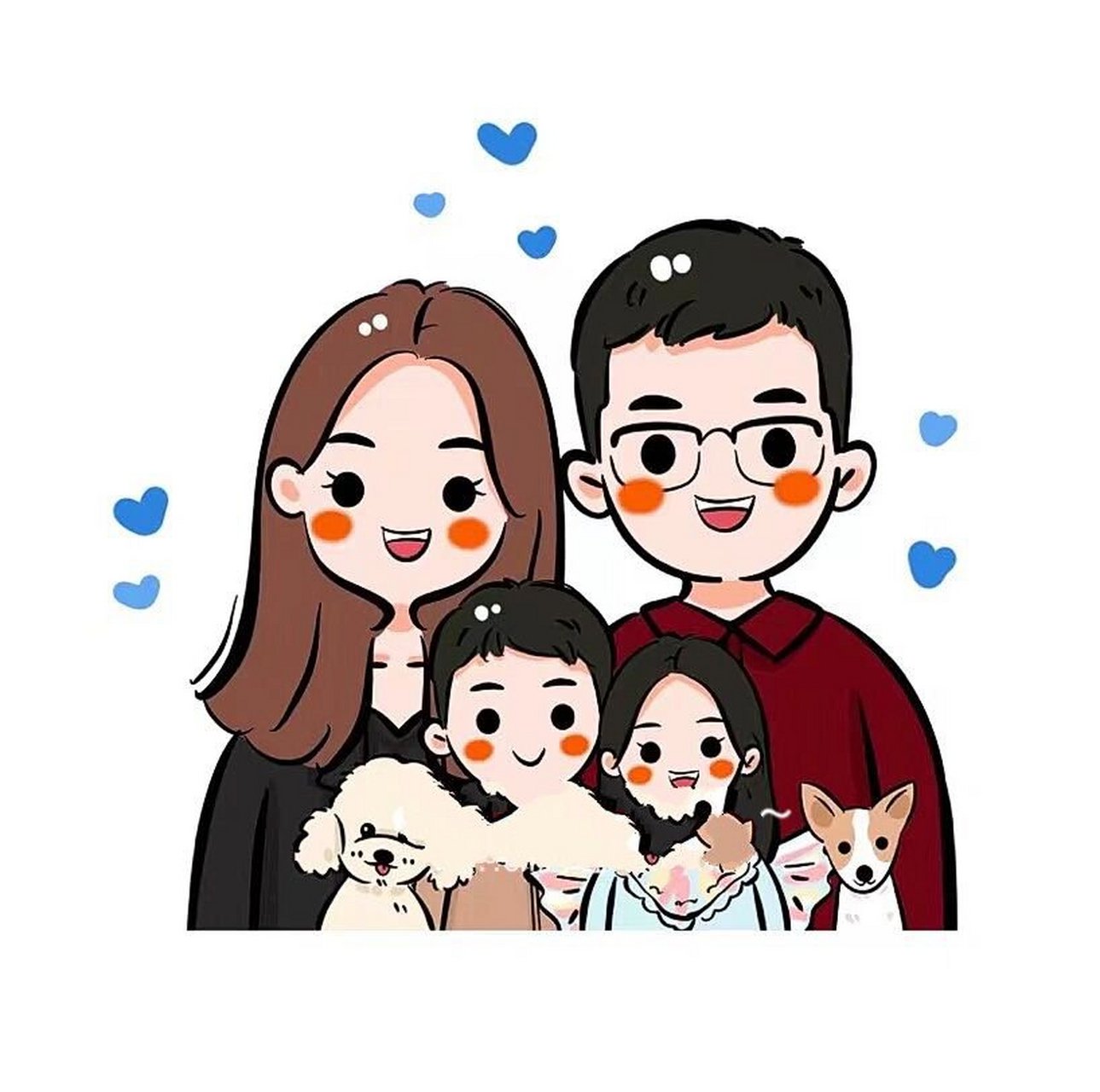 全家福简笔画可爱幸福一家人～好可爱!