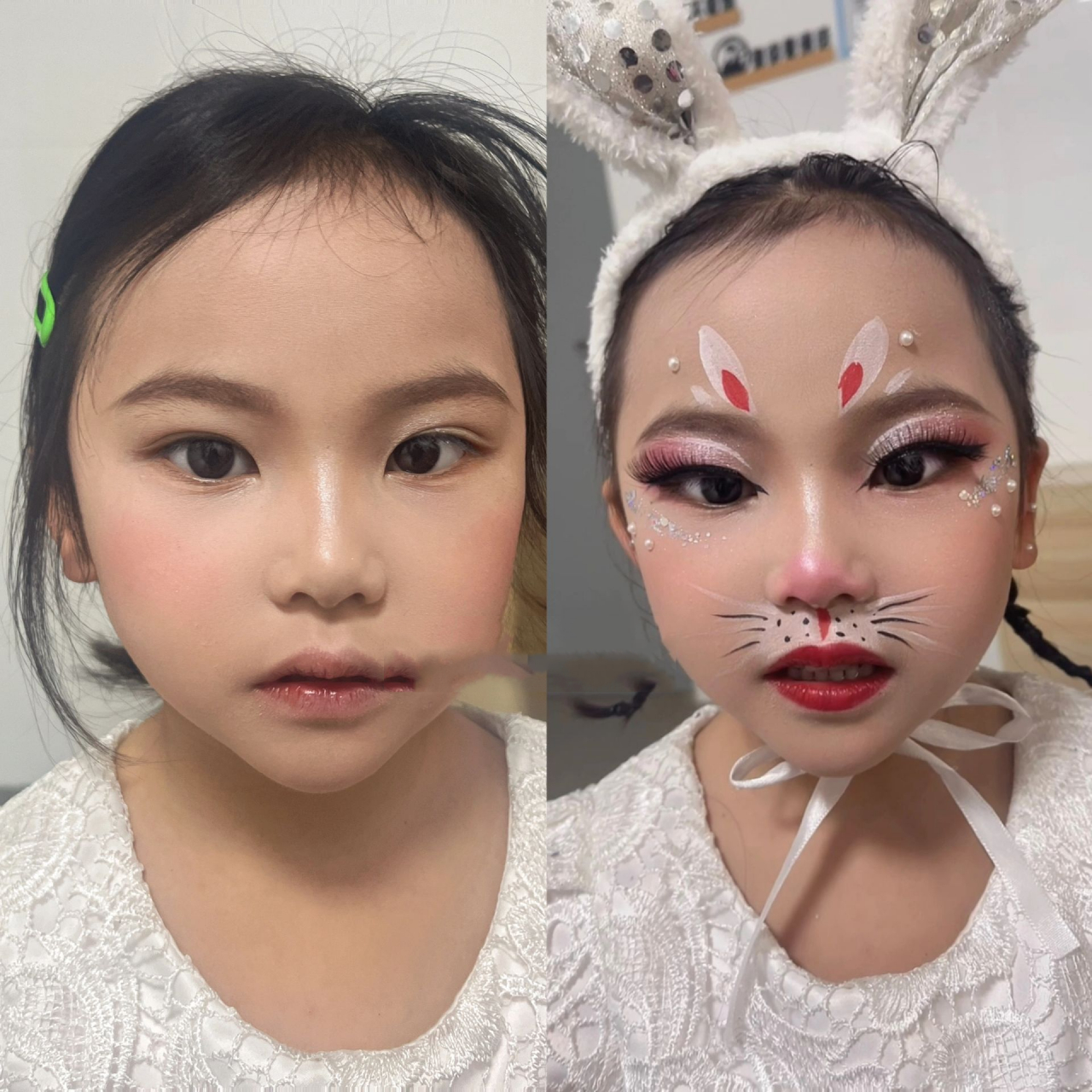儿童表演小兔子脸部妆图片