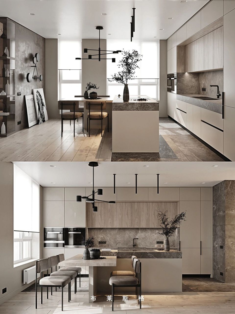 今天分享一组「开方式厨房77岛台餐桌一体」的设计案例,整体功能