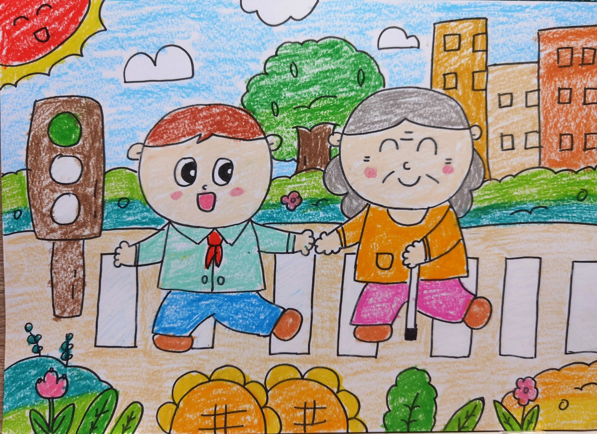 扶老奶奶过马路