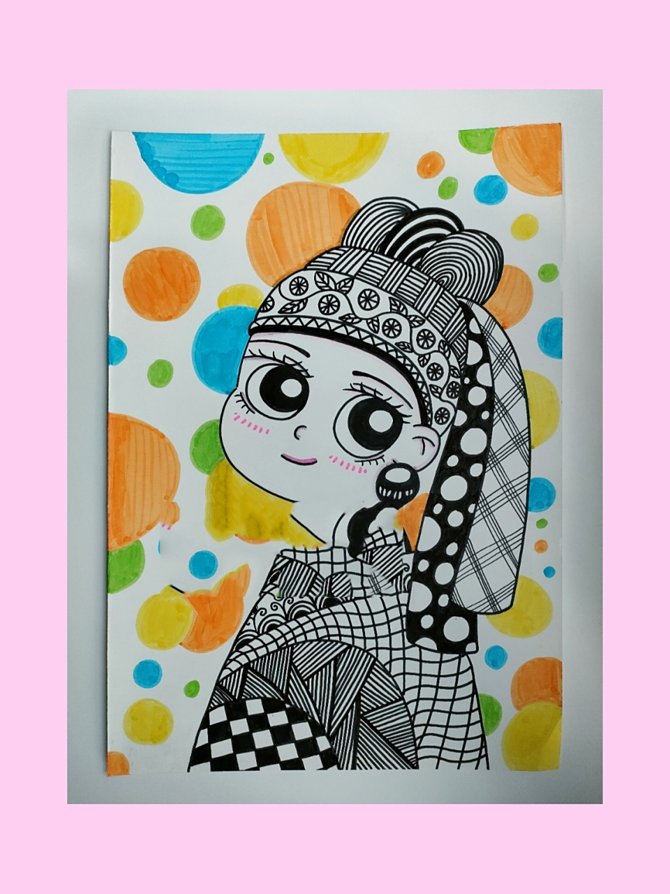 儿童画名画临摹《带珍珠耳环的少女》 线描人物969696