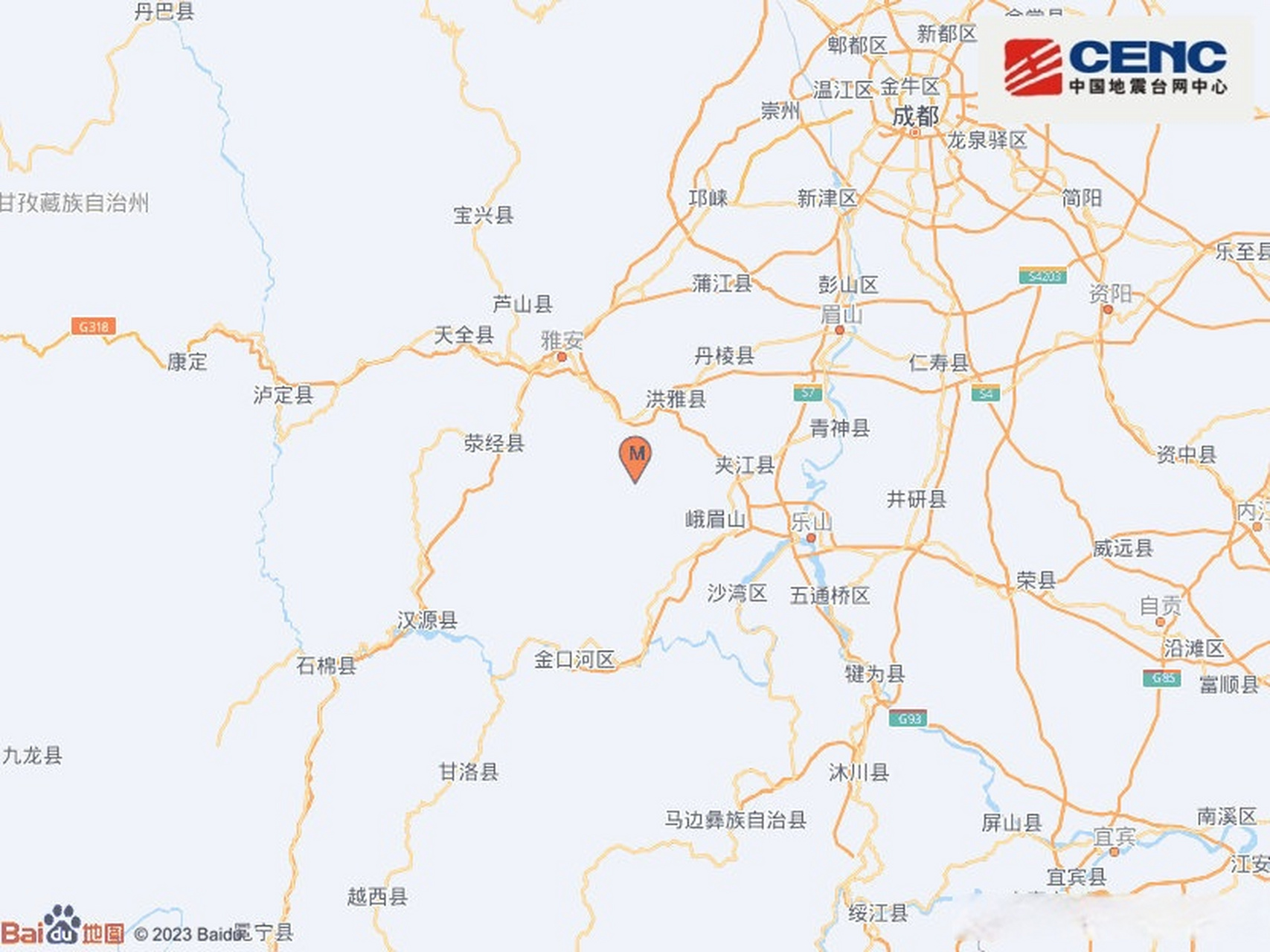 地震快讯@中国地震台网正式测定:05月08日04时06分在四川眉山市洪雅县