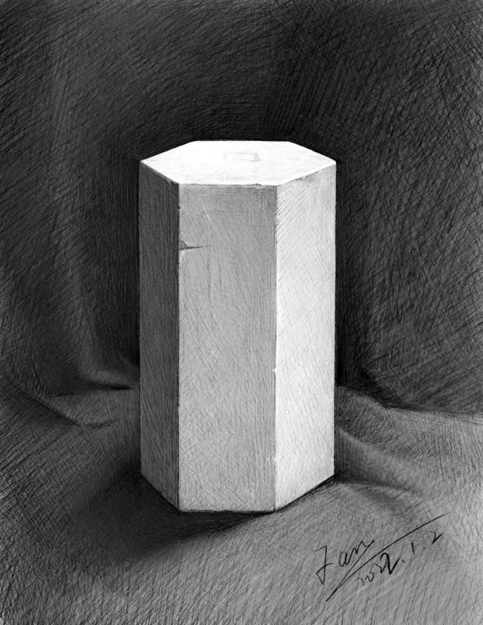 素描基础入门—六棱柱 素描基础入门—六棱柱