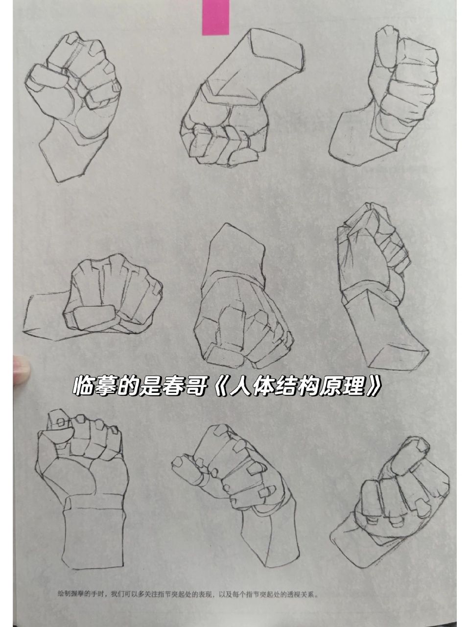 人体临摹(9/100)手部握拳姿势练习 今天继续练手 临摹的是春哥 的