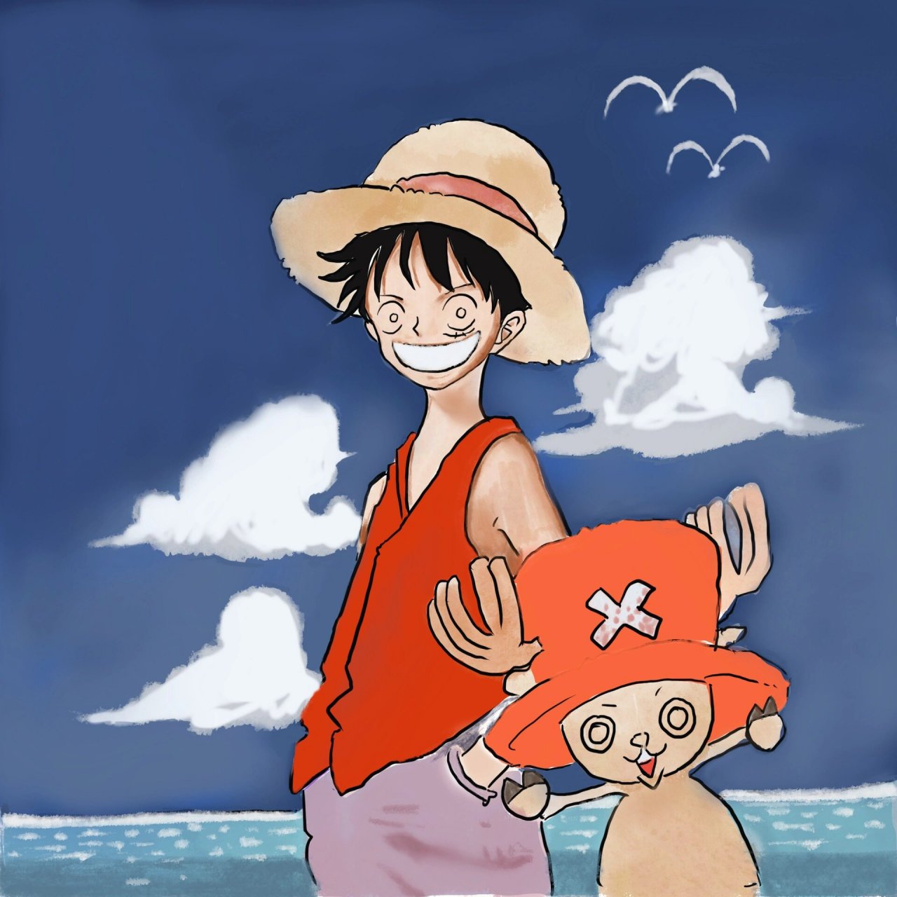 ipad插画96|海贼王路飞 ipad绘画海贼王路飞步骤来啦～ 61 	 78