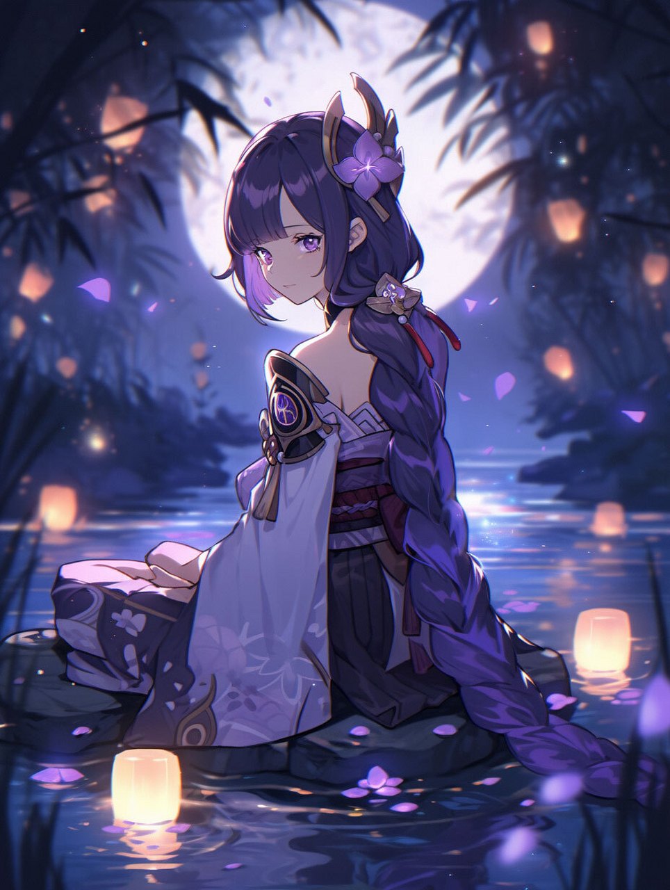 【原神人物】雷电将军 | 巴尔泽布 | 雷神 重新绘制,增加了多种场景.