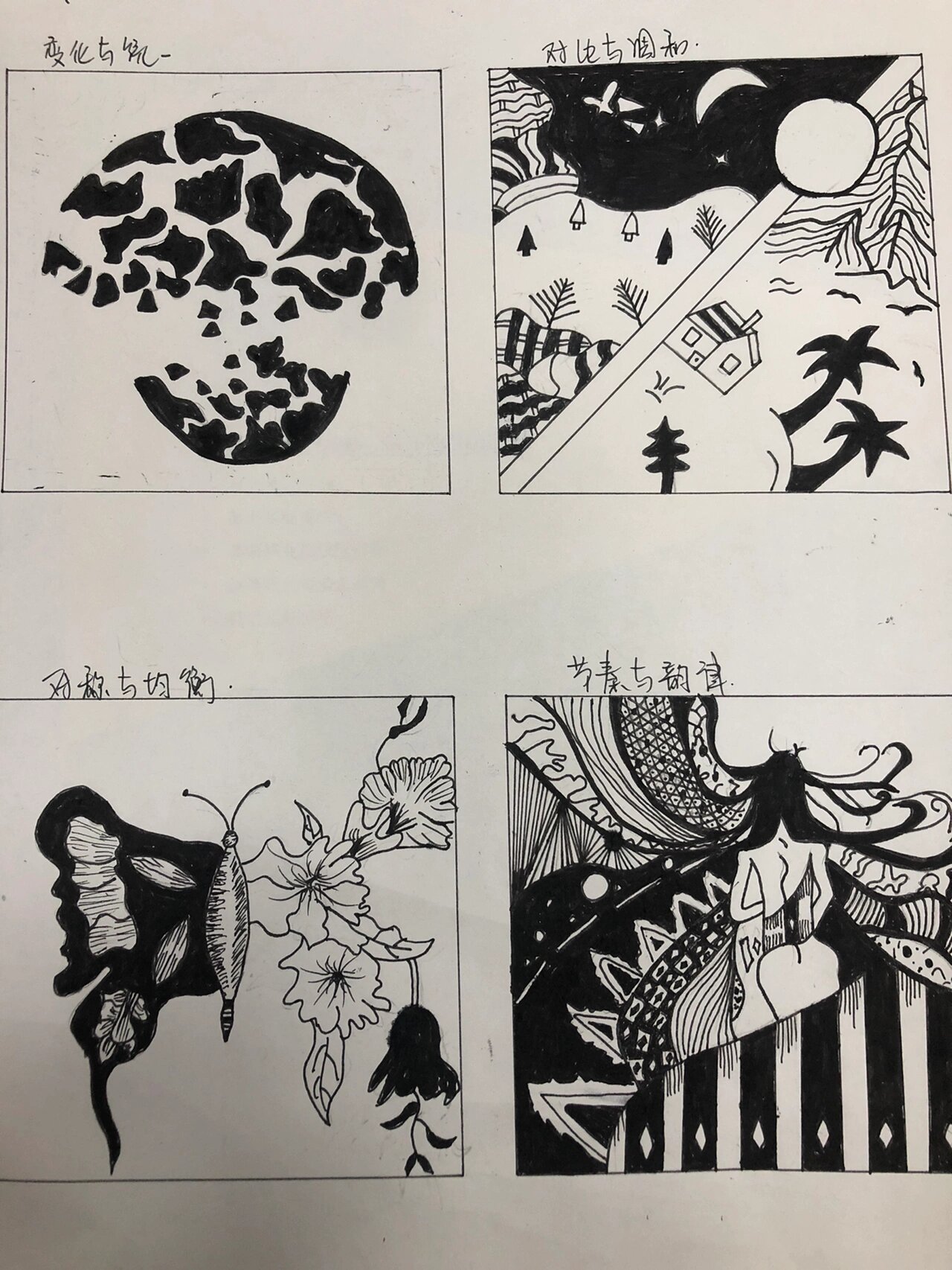 形式美法则:变化与统一,对称与均衡,对称与调和,节奏与韵律