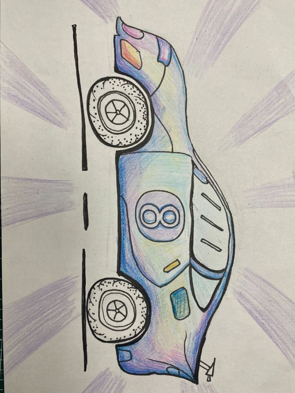 儿童创意画-小汽车 小汽车素材工具:彩铅