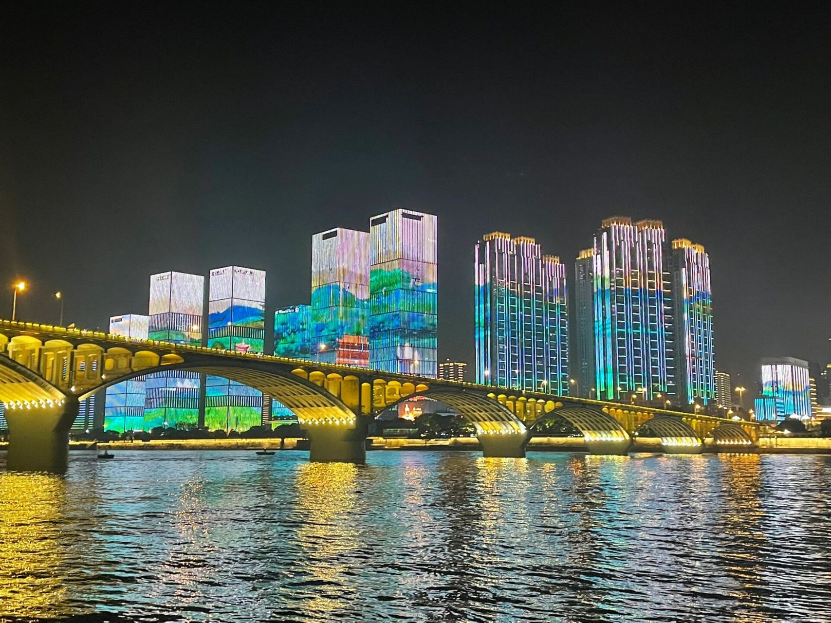 橘子洲-湘江夜景 好看的灯光秀