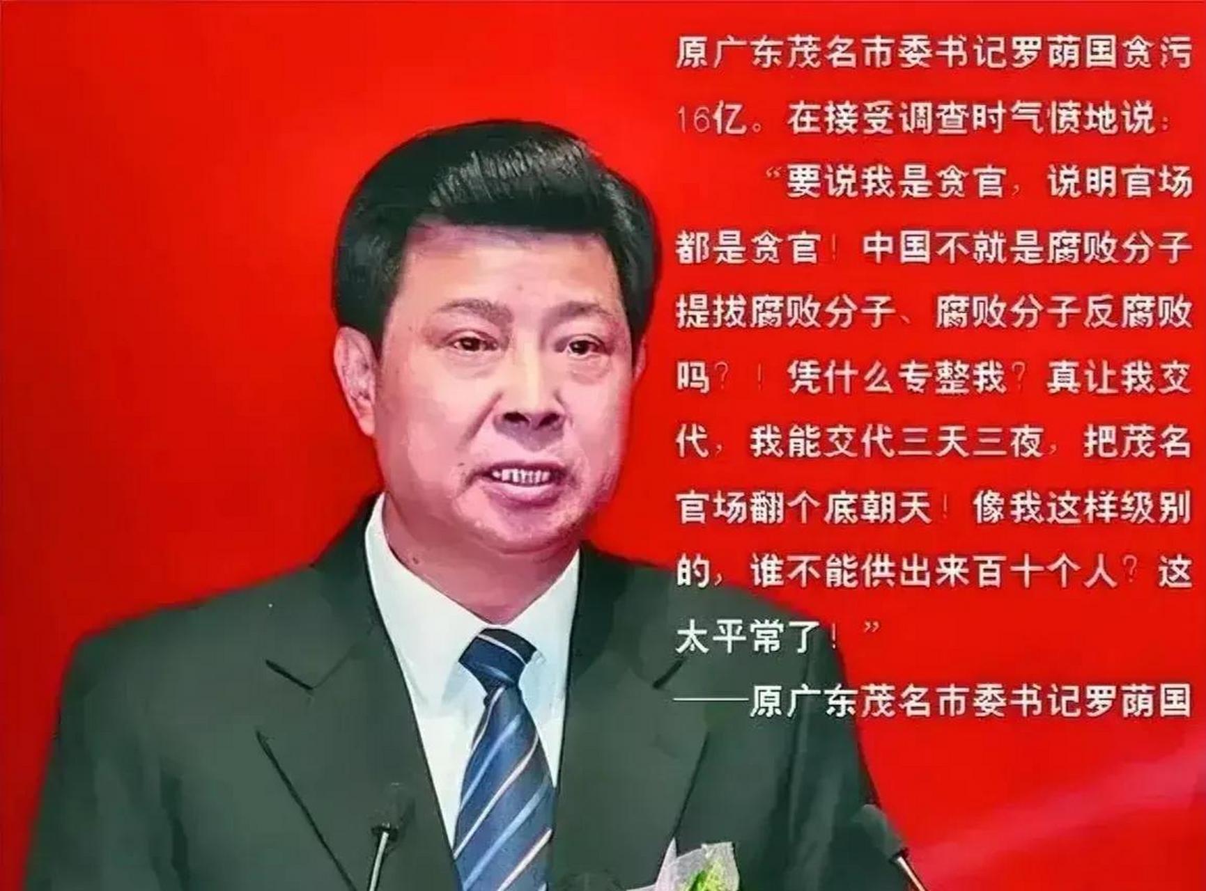原广东茂名市委书记罗荫国贪污16亿,而他的一席话说得太吓人了,我都不