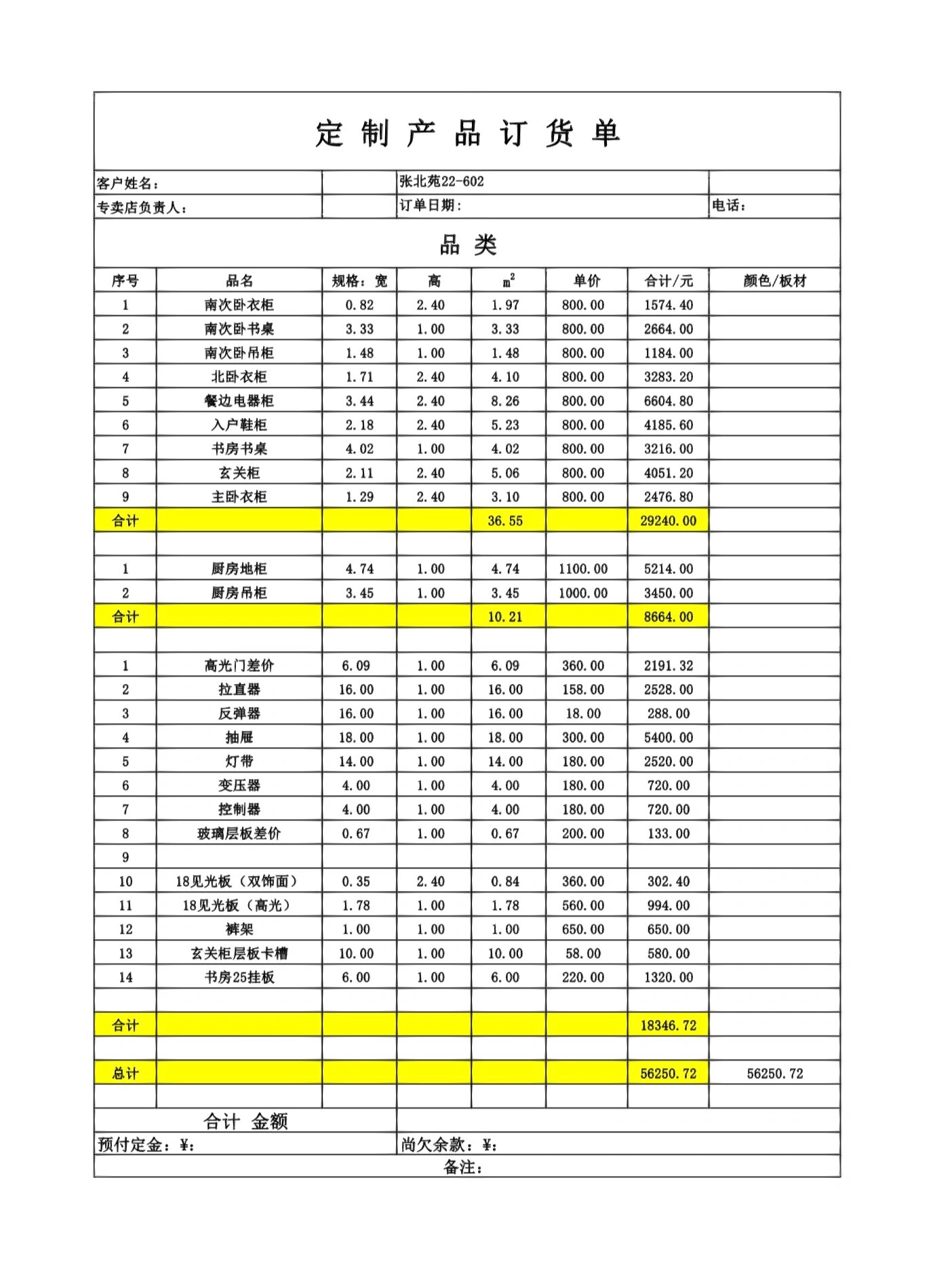 劳卡全屋定制价目表图片