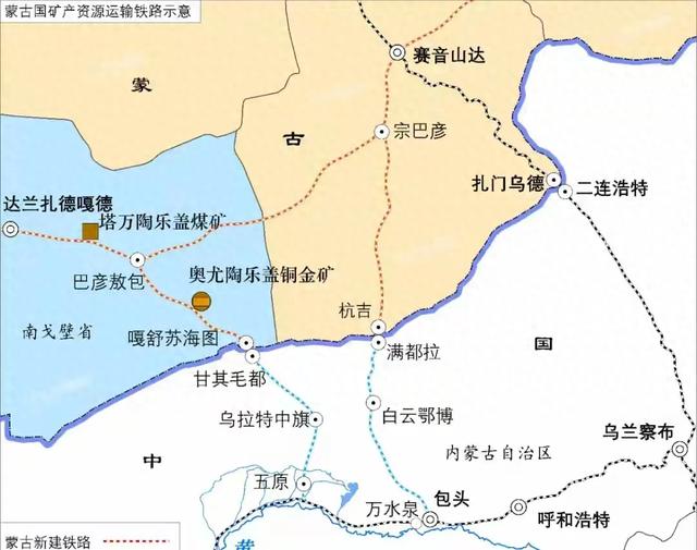 乌审旗地图甘其毛都至嘎顺苏海图铁路启那线线路图蒙古国要修新铁路啦