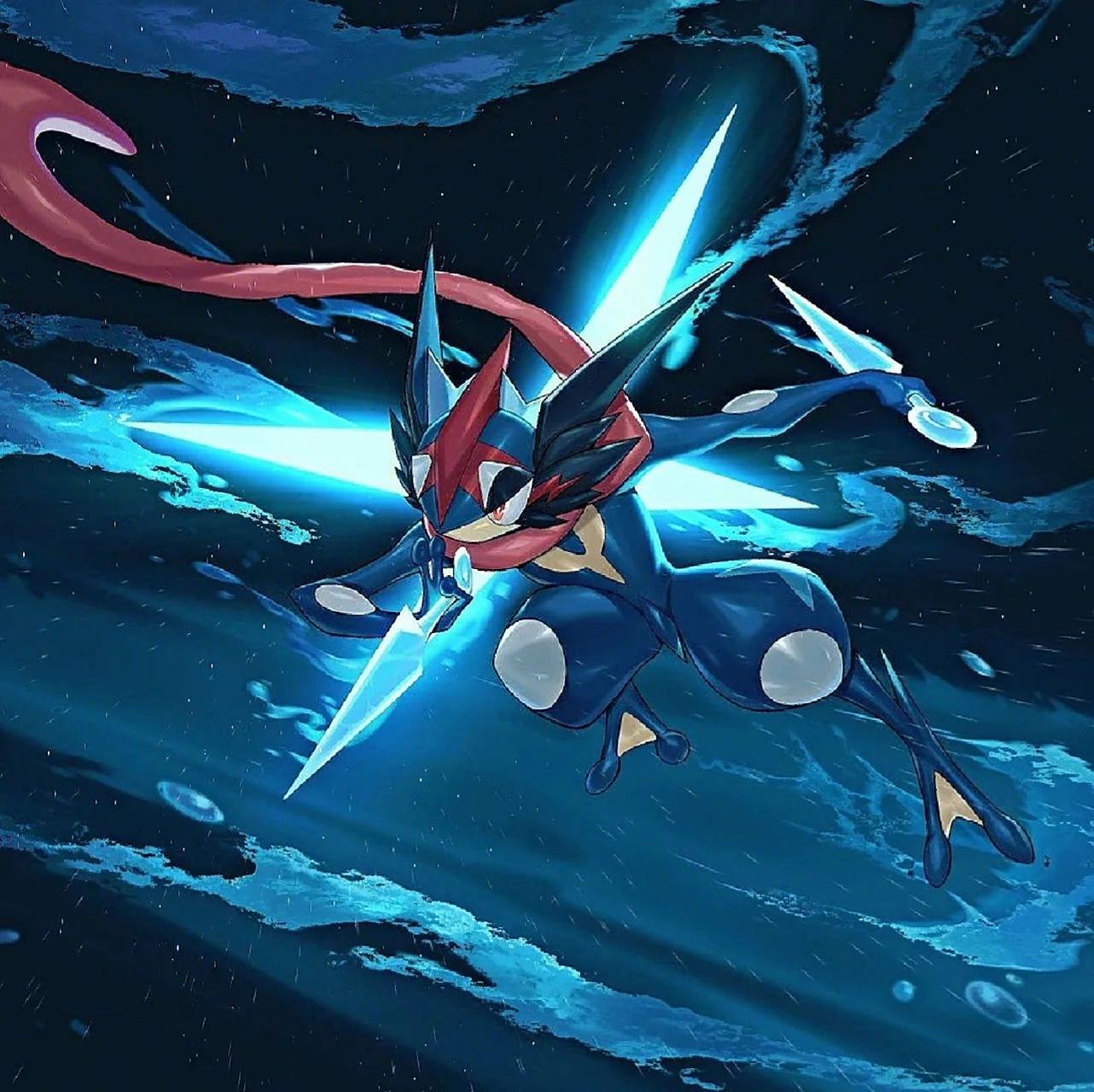 宝可梦高清手机壁纸(甲贺忍蛙) 它的红色围巾居然是舌头!