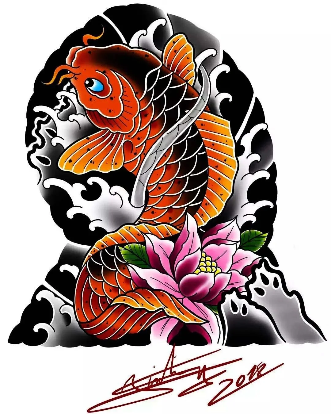 精选老传统鲤鱼手稿收藏合集分享 在中国文化中,鲤鱼跃龙门的传说家喻