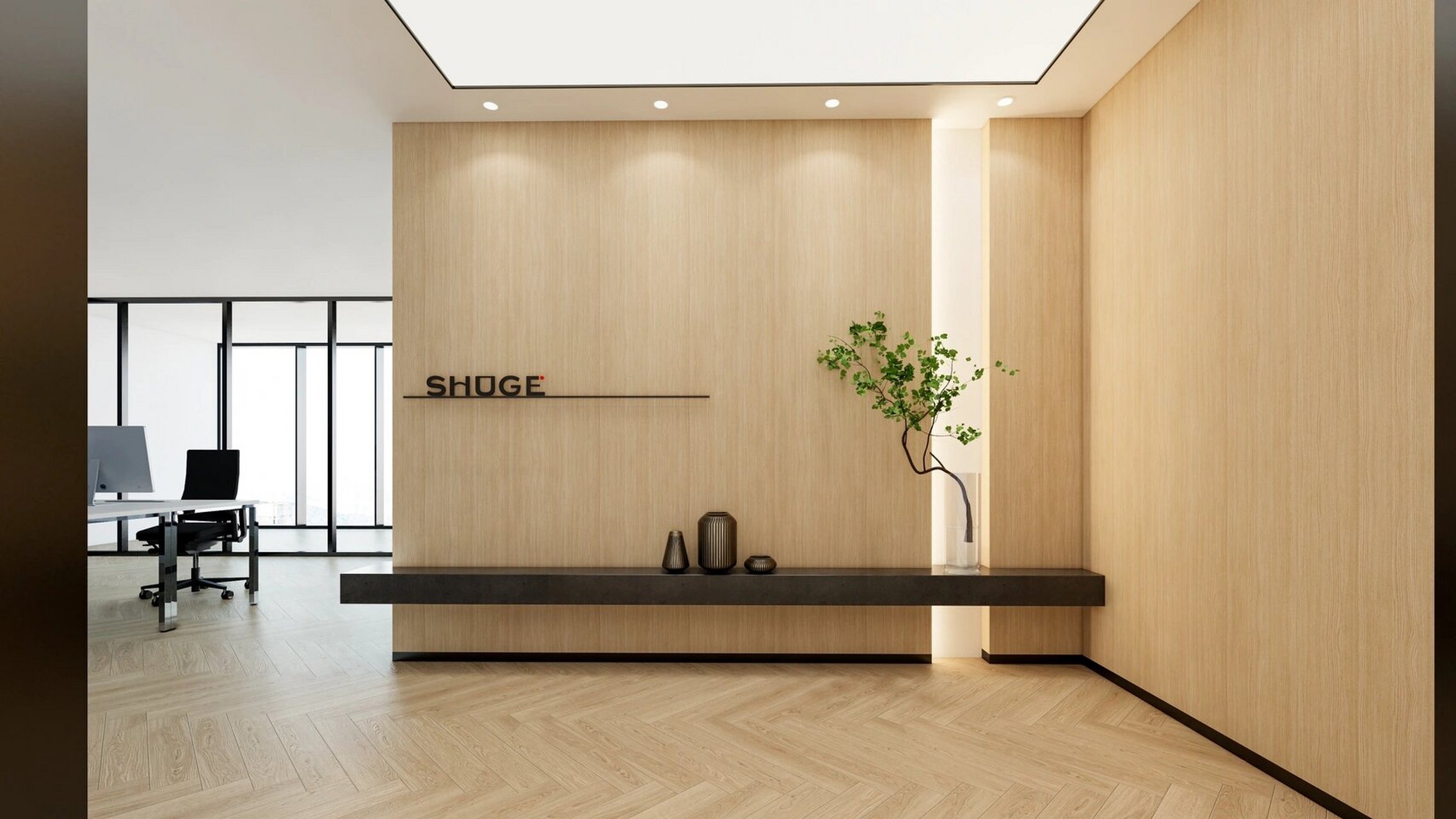 一个前台五种方案,每一个都喜欢,太难选 现代简约公司接待前台背景