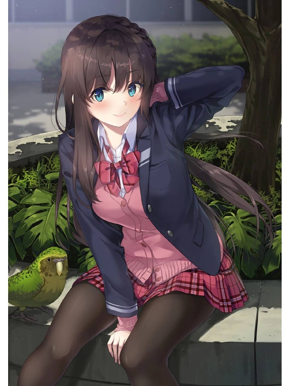 二次元|黑长直黑丝jk 画师:unasaka笔下原创角色牧鳩まき,清纯可爱