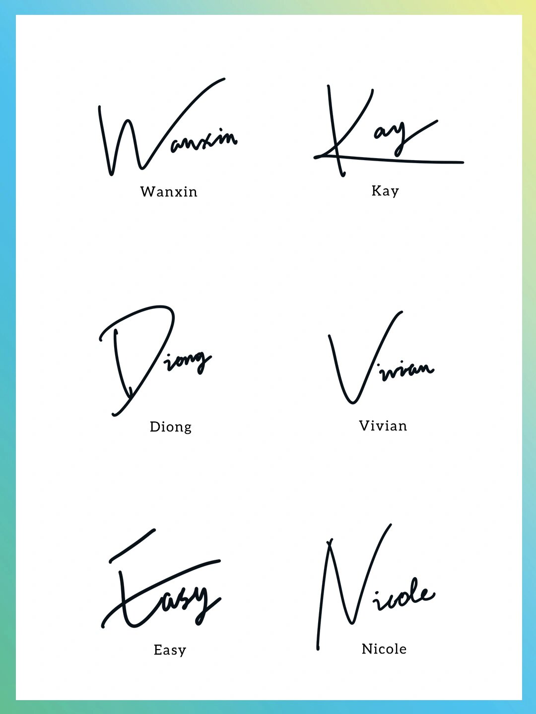 你留名字 我设计,手写英文签名