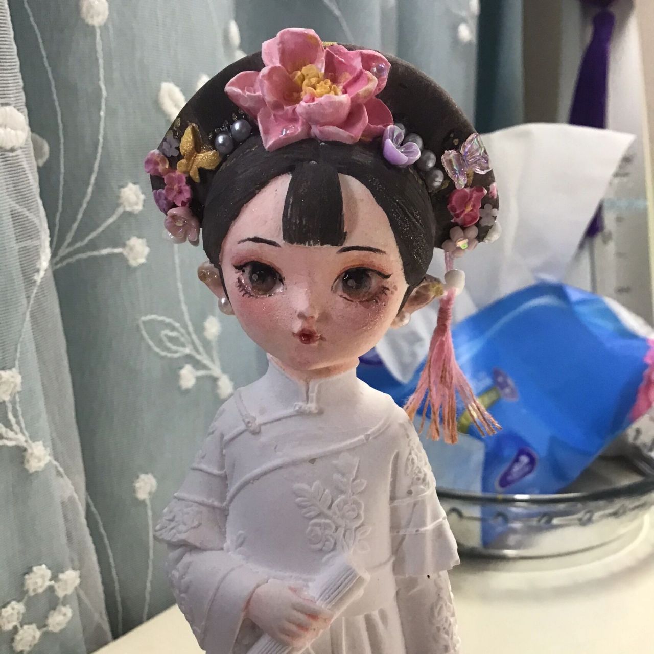 古风石膏娃娃 真的发现宝藏,好喜欢这种珠光宝气的感觉,嘿嘿97扇子