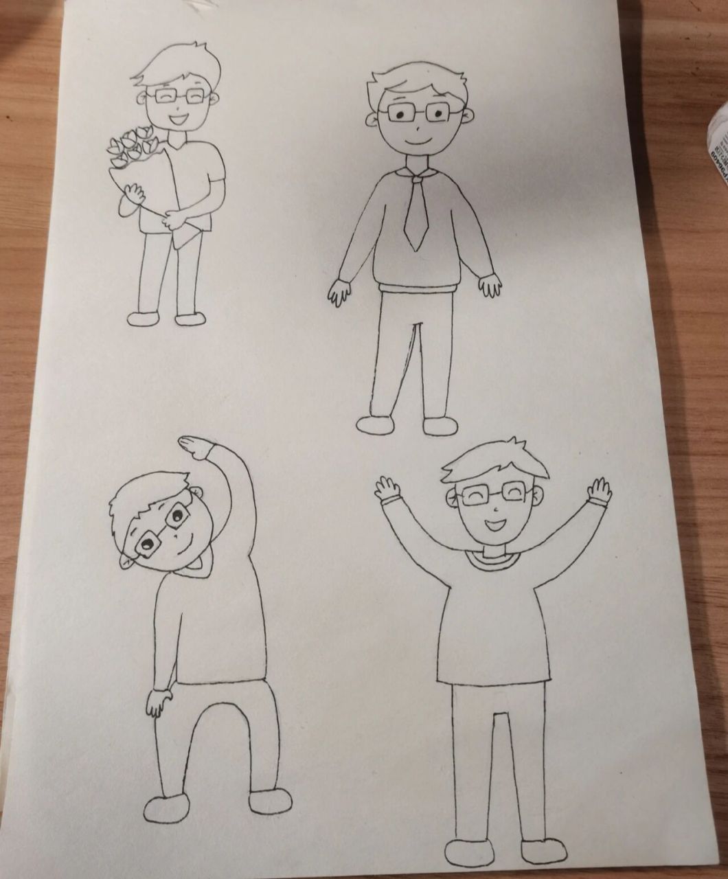 随手画个简笔画之爸爸 这次画的是人物哦 送花的爸爸(这个爸爸比例