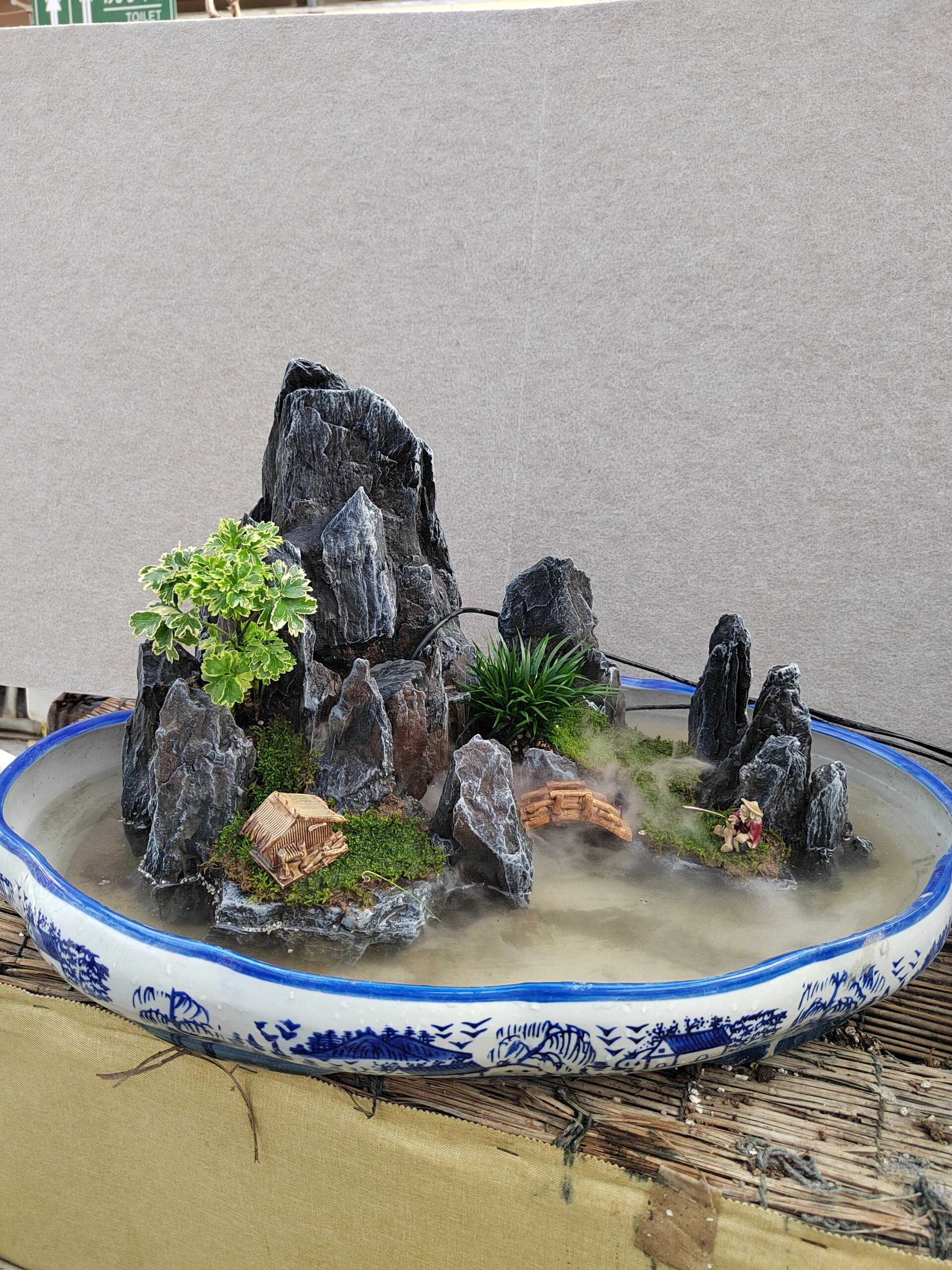 我用斧劈石制作的山水盆景