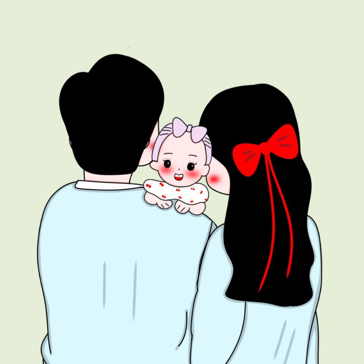 原创情侣头像背影可爱情侣亲子头像女宝 #亲子头像# 妈妈也是第一次做