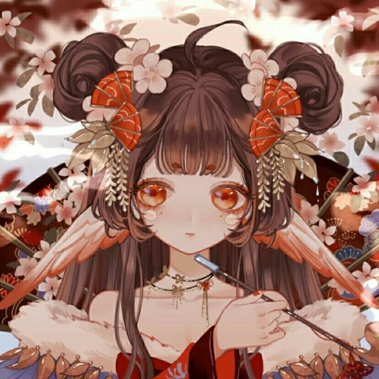 新年红色系古风动漫女头像系列