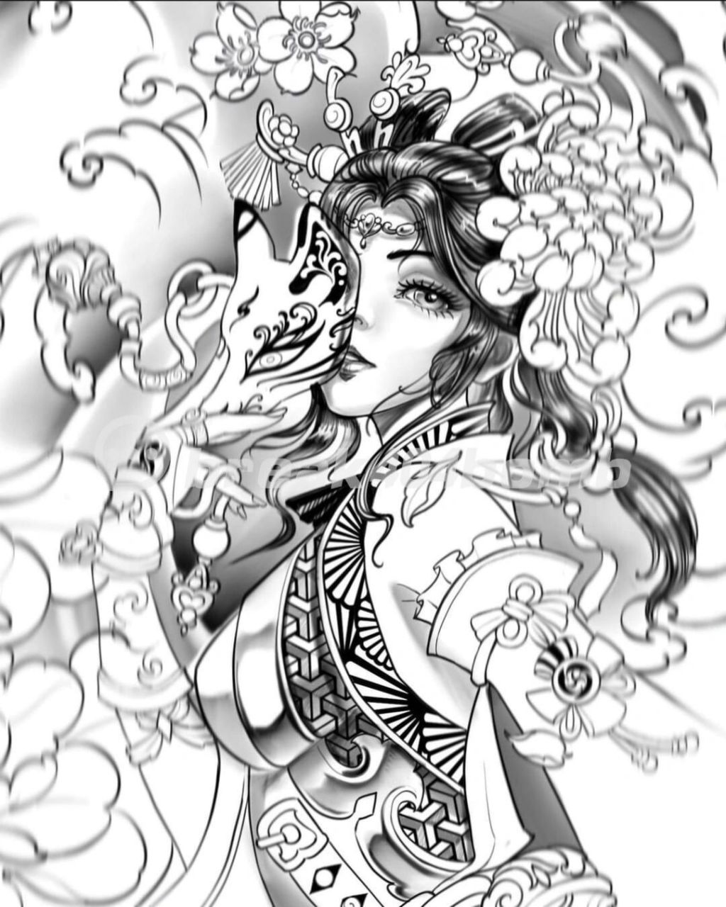 7张艺伎纹身手稿|纹身参考练习 [偷笑]精神小伙最爱的艺伎,纹身师要是